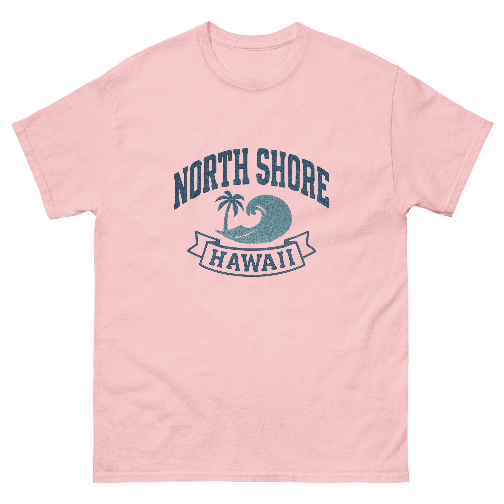 North Shore Hawaiian t-shirt design on a Light Pink unisex tee