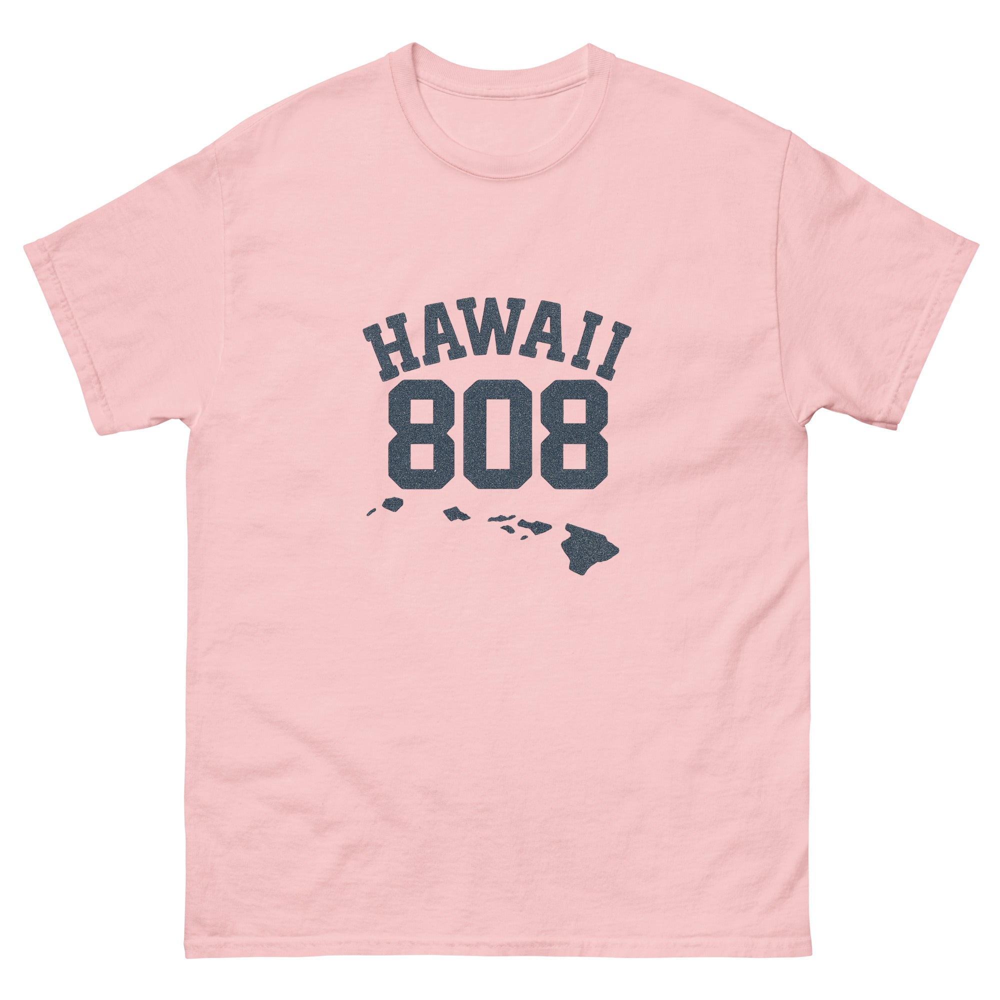 808 Islands Hawaiian t-shirt design on a Light Pink unisex tee