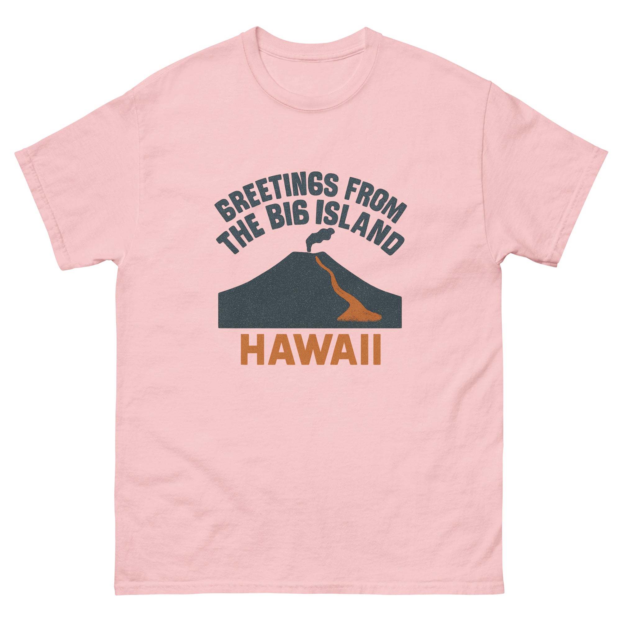 Big Island Hawaiian t-shirt design on a Light Pink unisex tee