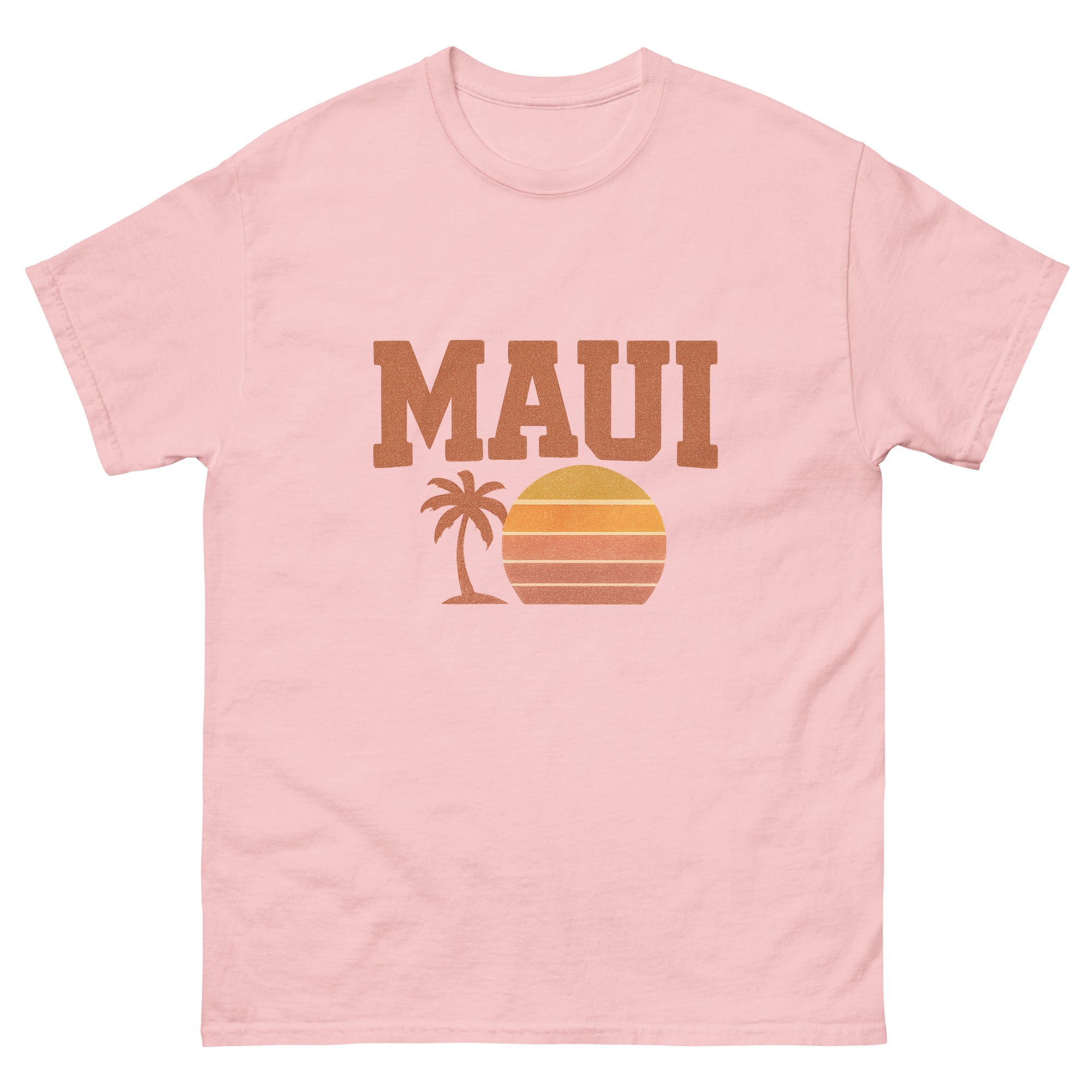 Maui Hawaiian t-shirt design on a Light Pink unisex tee