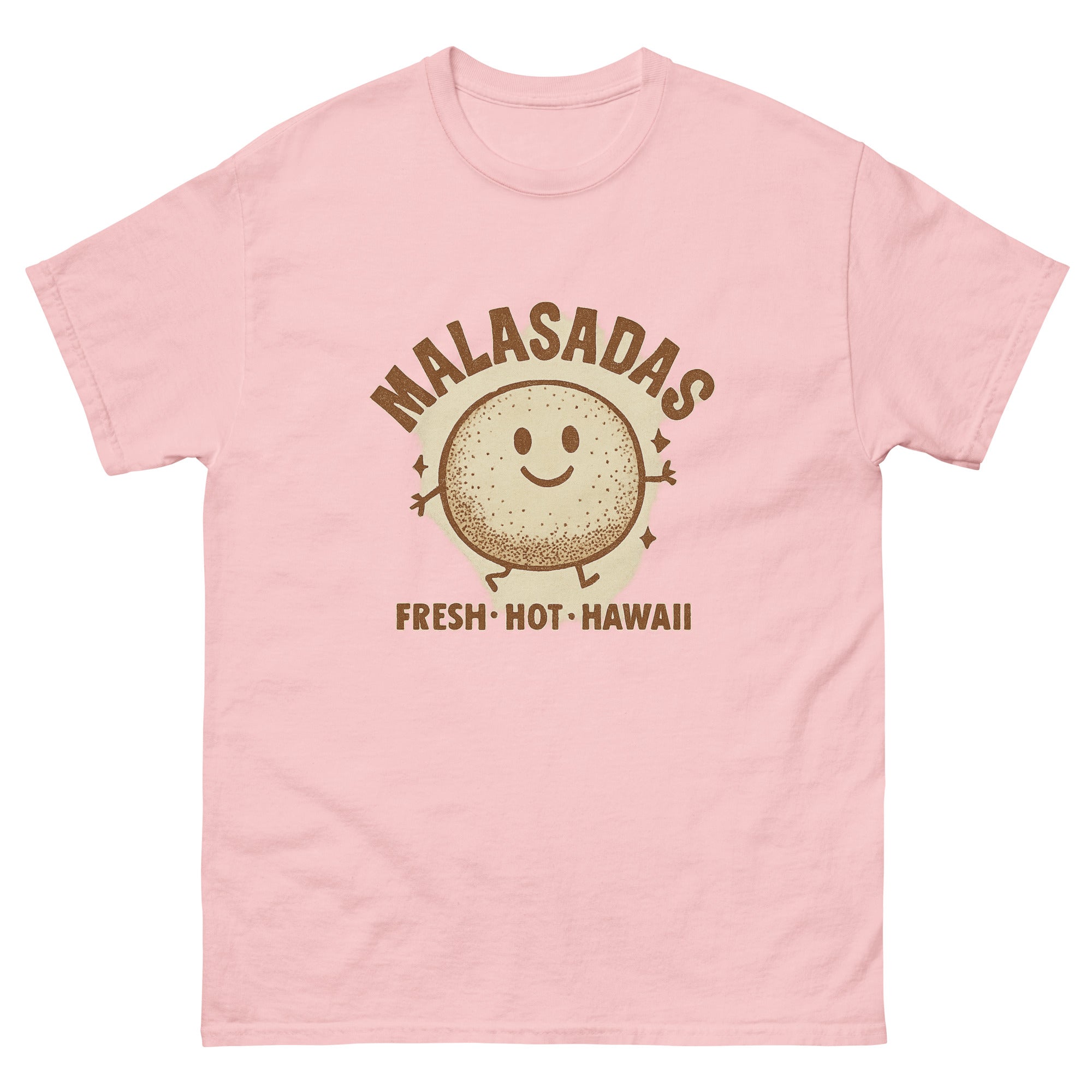 Malasada Hawaiian t-shirt design on a Light Pink unisex tee