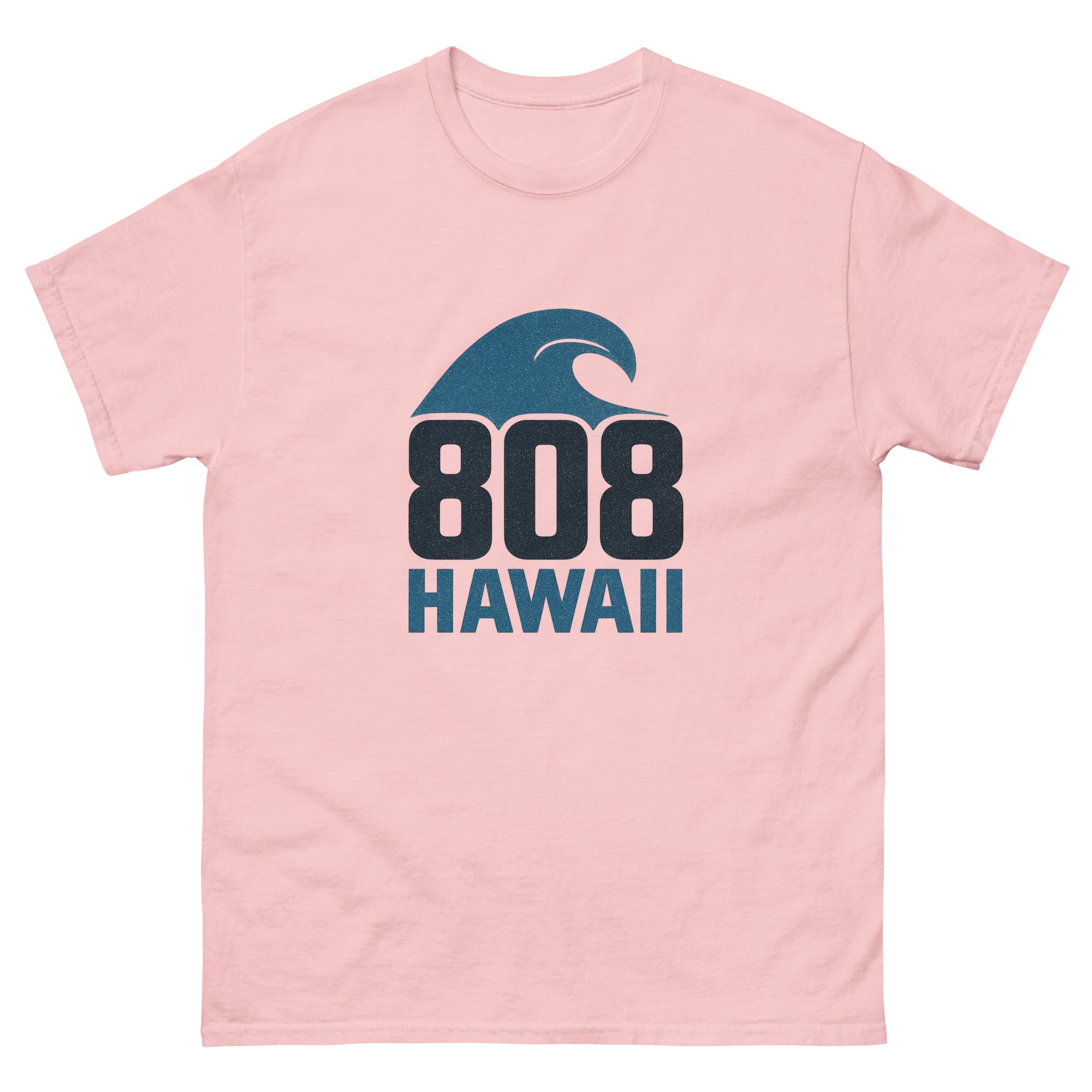 808 Wave Hawaiian t-shirt design on a Light Pink unisex tee