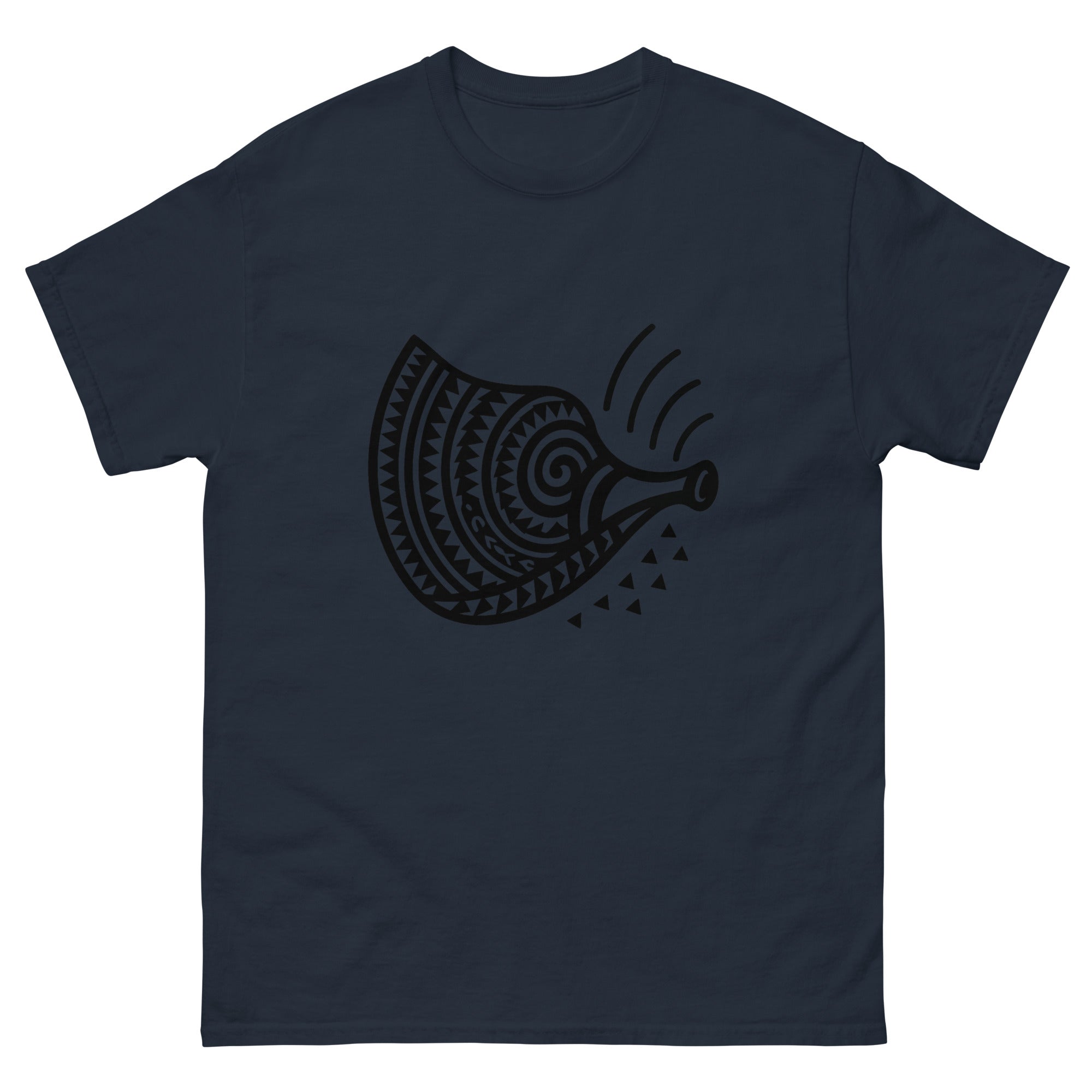 Pu Conch Hawaiian t-shirt design on a Navy unisex tee