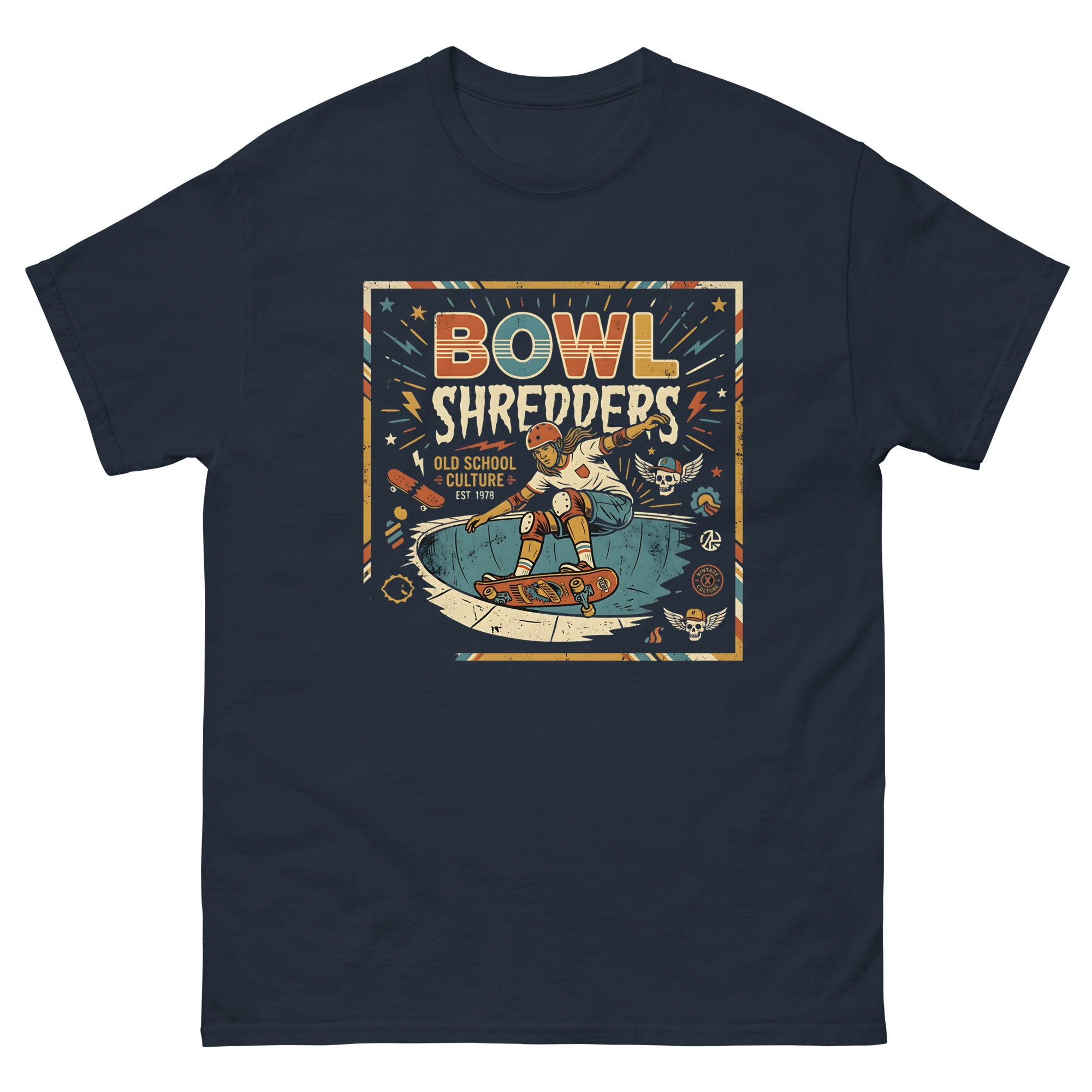Skate for Life v4 Hawaiian t-shirt design on a Navy unisex tee
