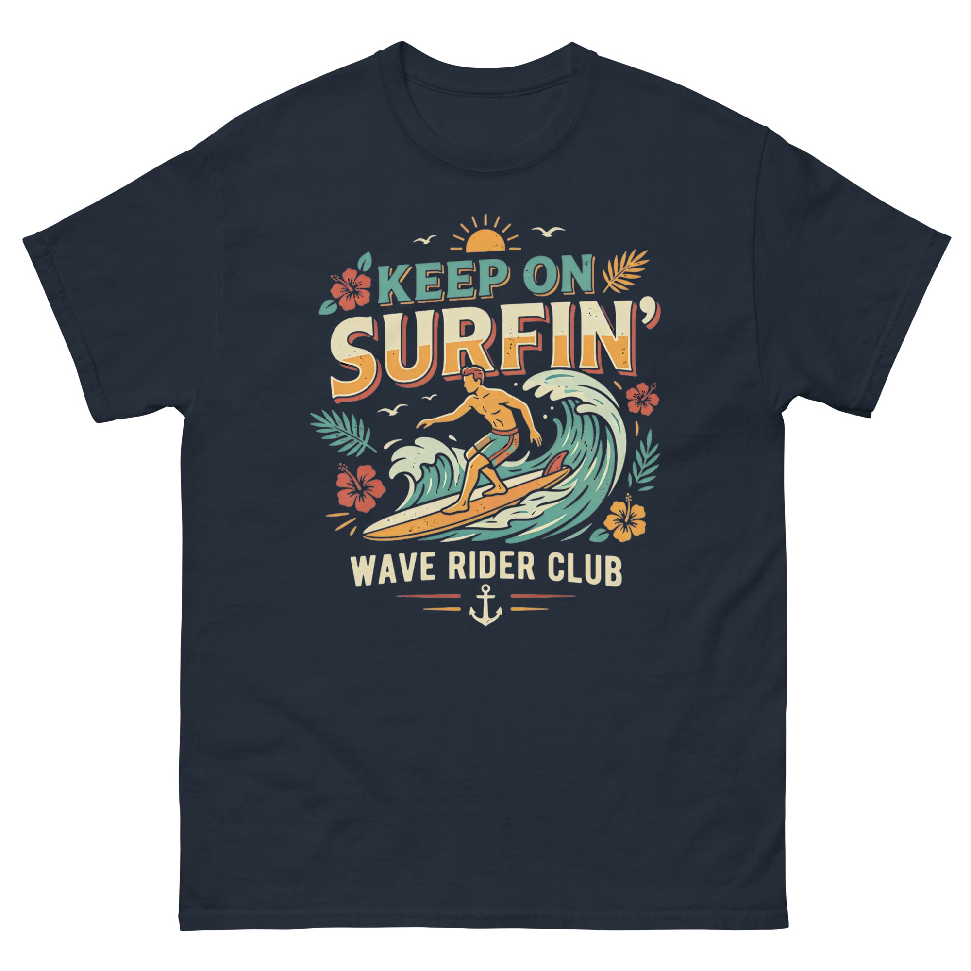 Stoke Is Real v3 Hawaiian t-shirt design on a Navy unisex tee