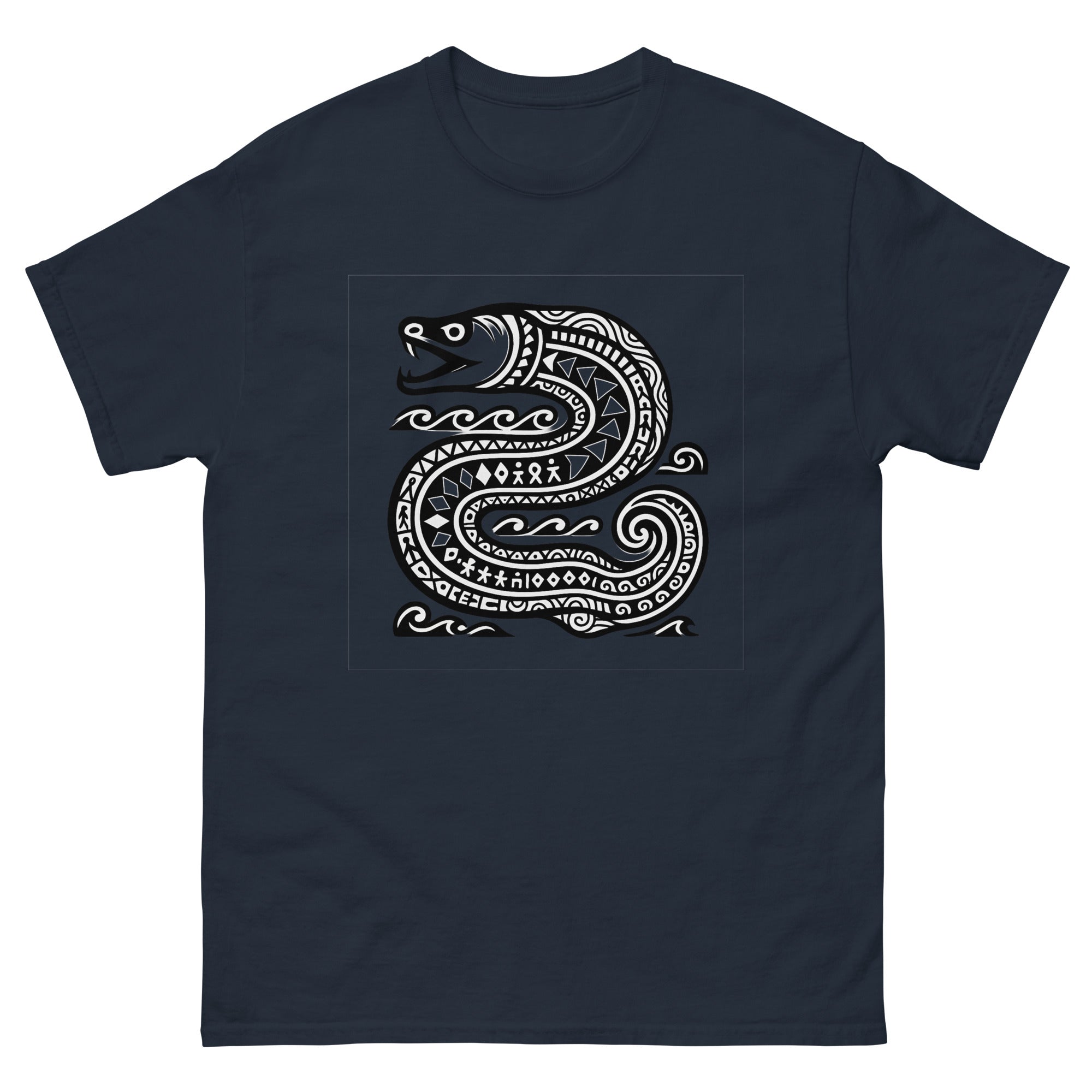 Puhi Eel Hawaiian T-Shirt Hawaiian t-shirt design on a Navy unisex tee