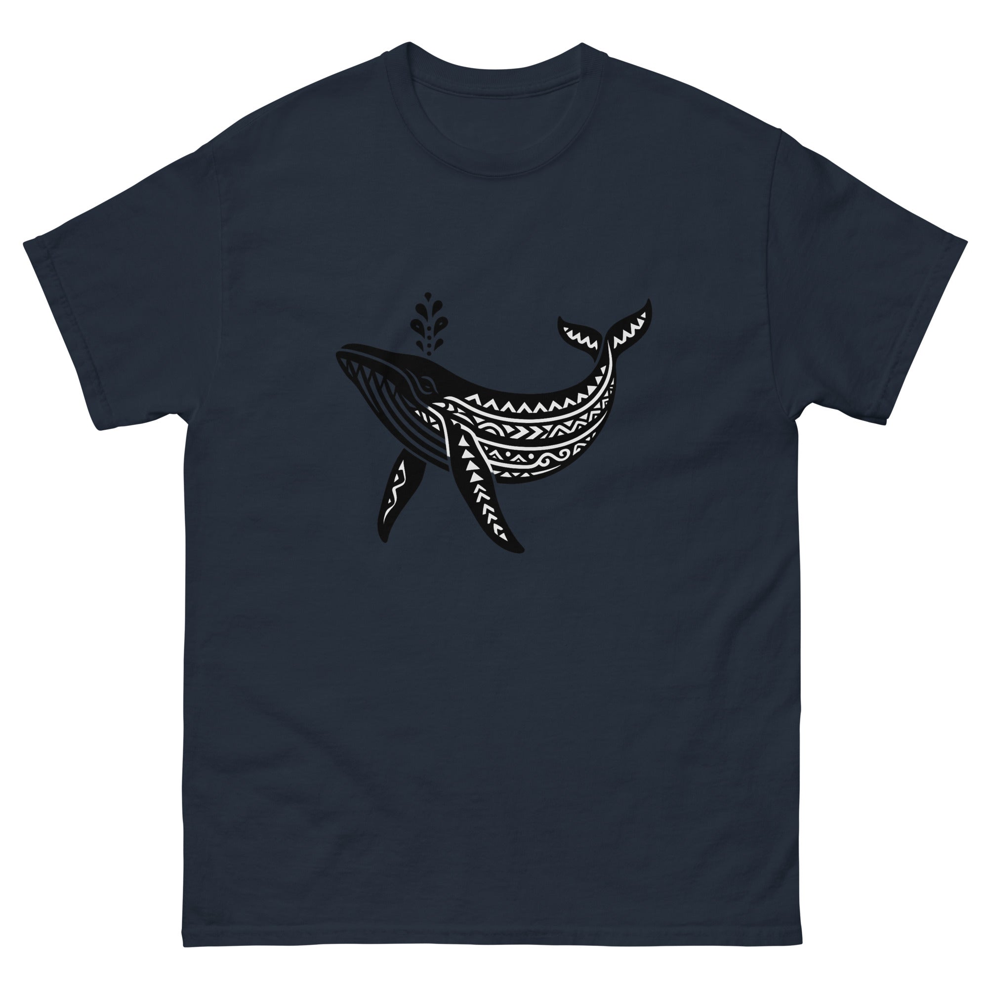 Kohola Whale Hawaiian t-shirt design on a Navy unisex tee