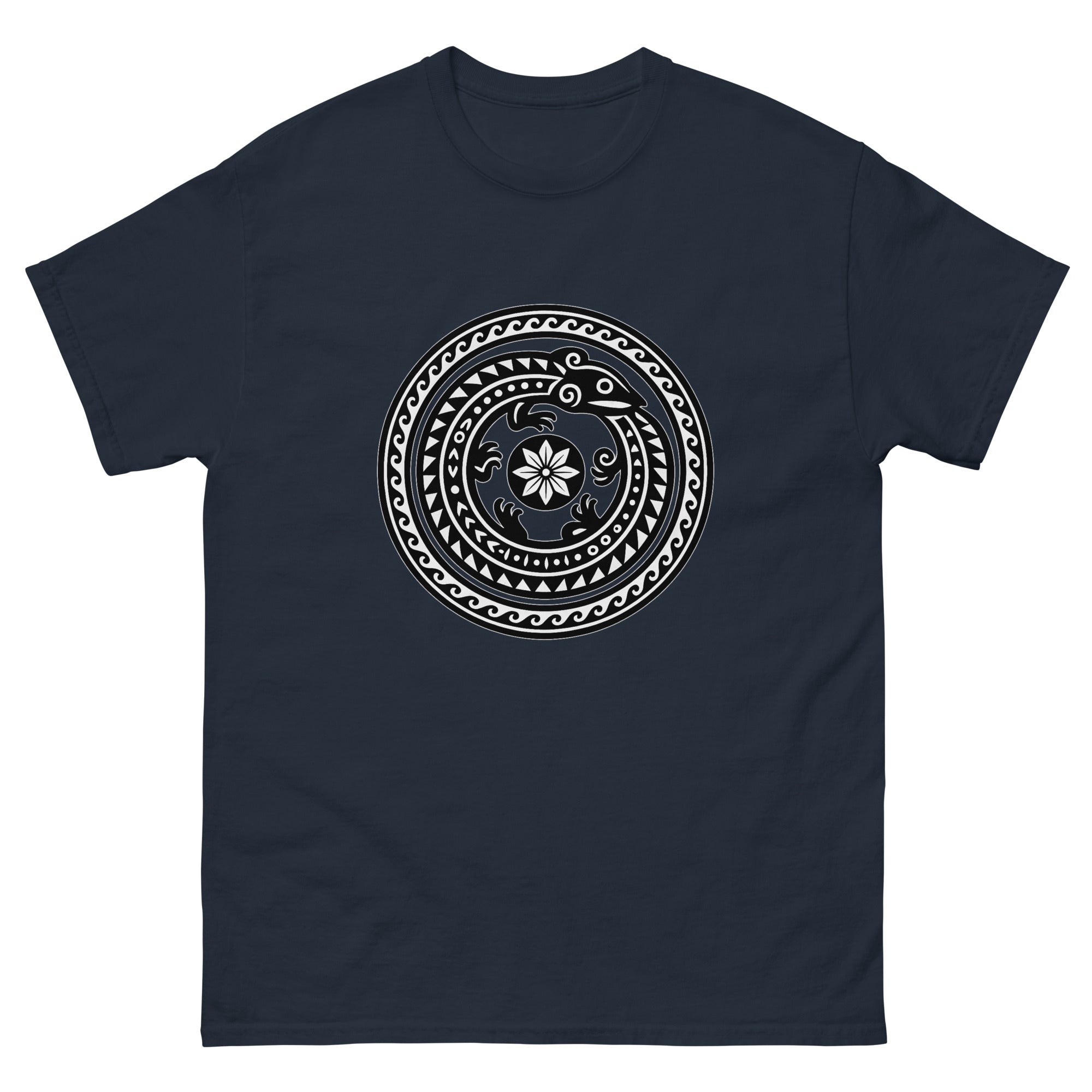 Moo Aumakua Medallion Hawaiian t-shirt design on a Navy unisex tee