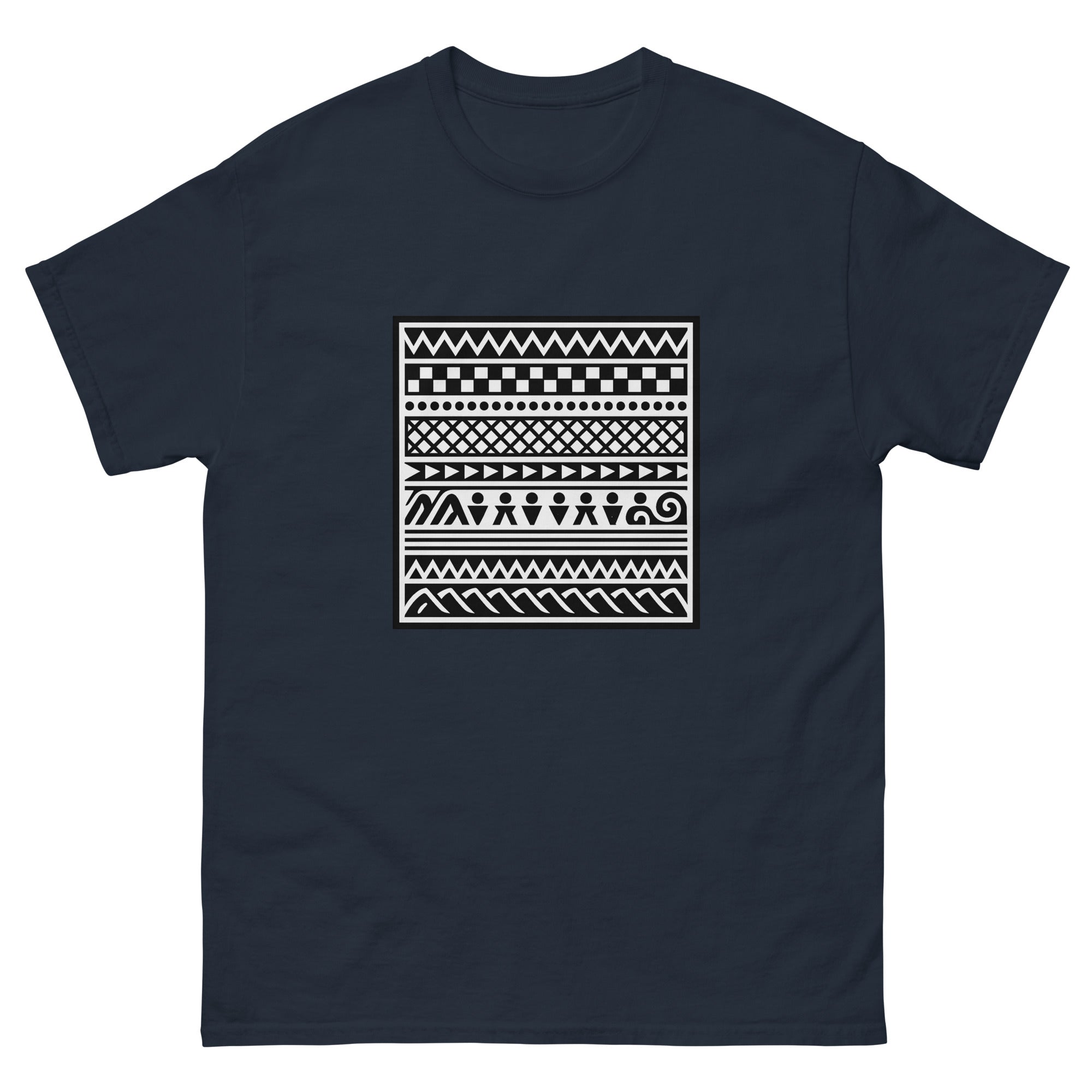 Kapa Pattern Panel Hawaiian t-shirt design on a Navy unisex tee