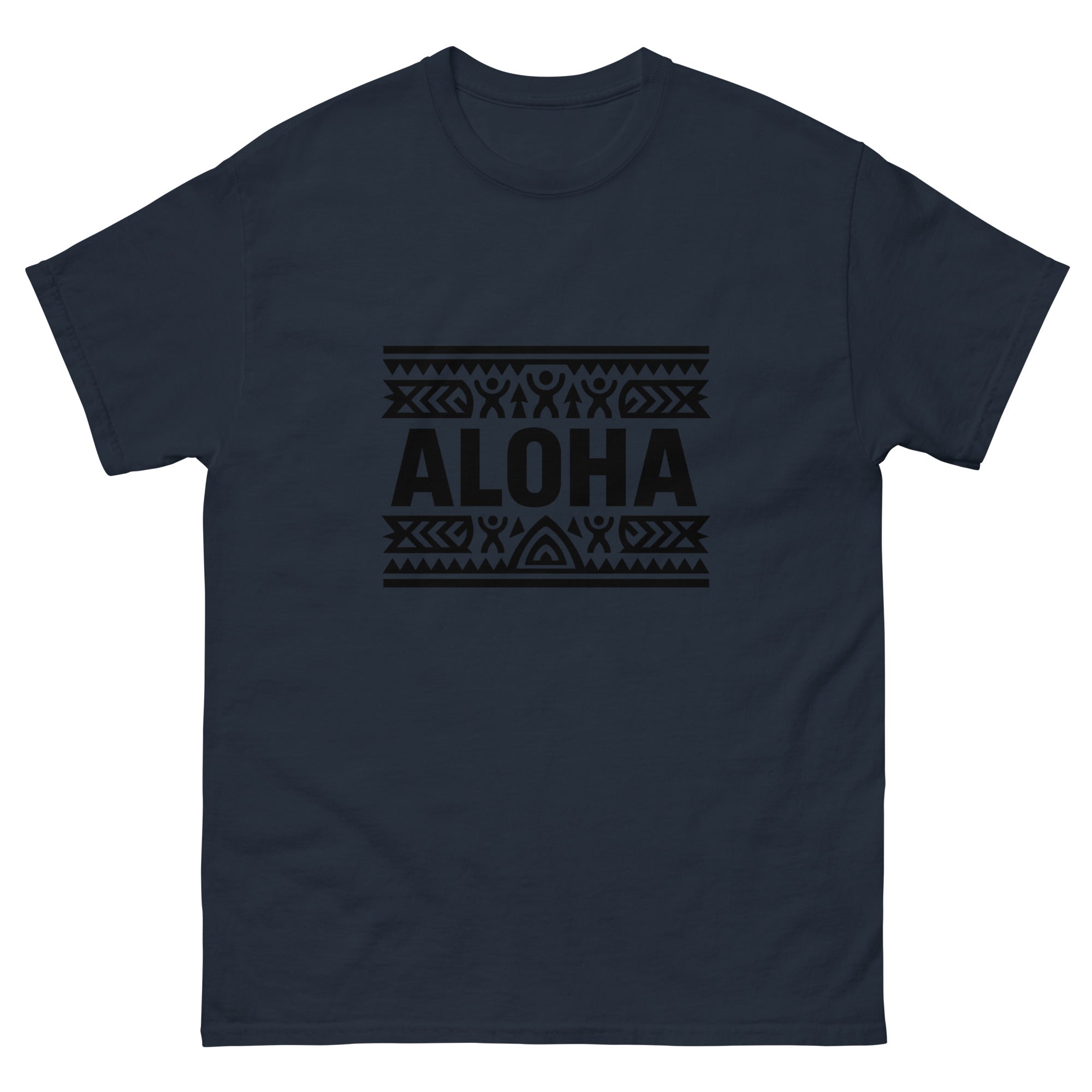 Aloha Pattern Band Hawaiian t-shirt design on a Navy unisex tee