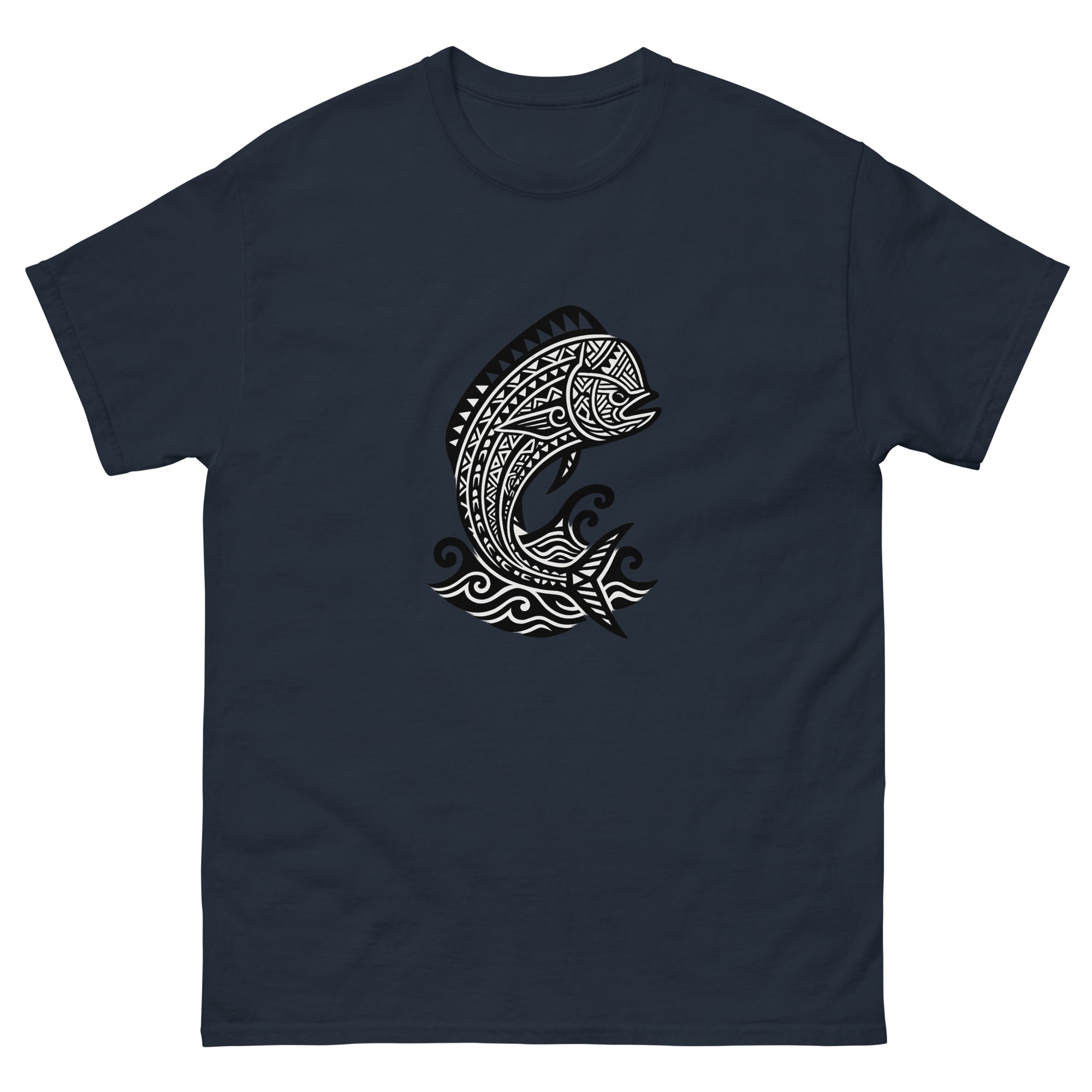 Mahimahi Kakau Hawaiian t-shirt design on a Navy unisex tee