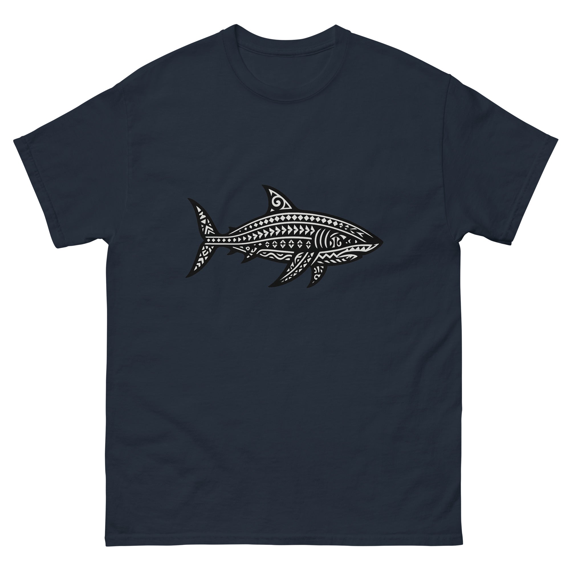Mano Kakau Hawaiian t-shirt design on a Navy unisex tee