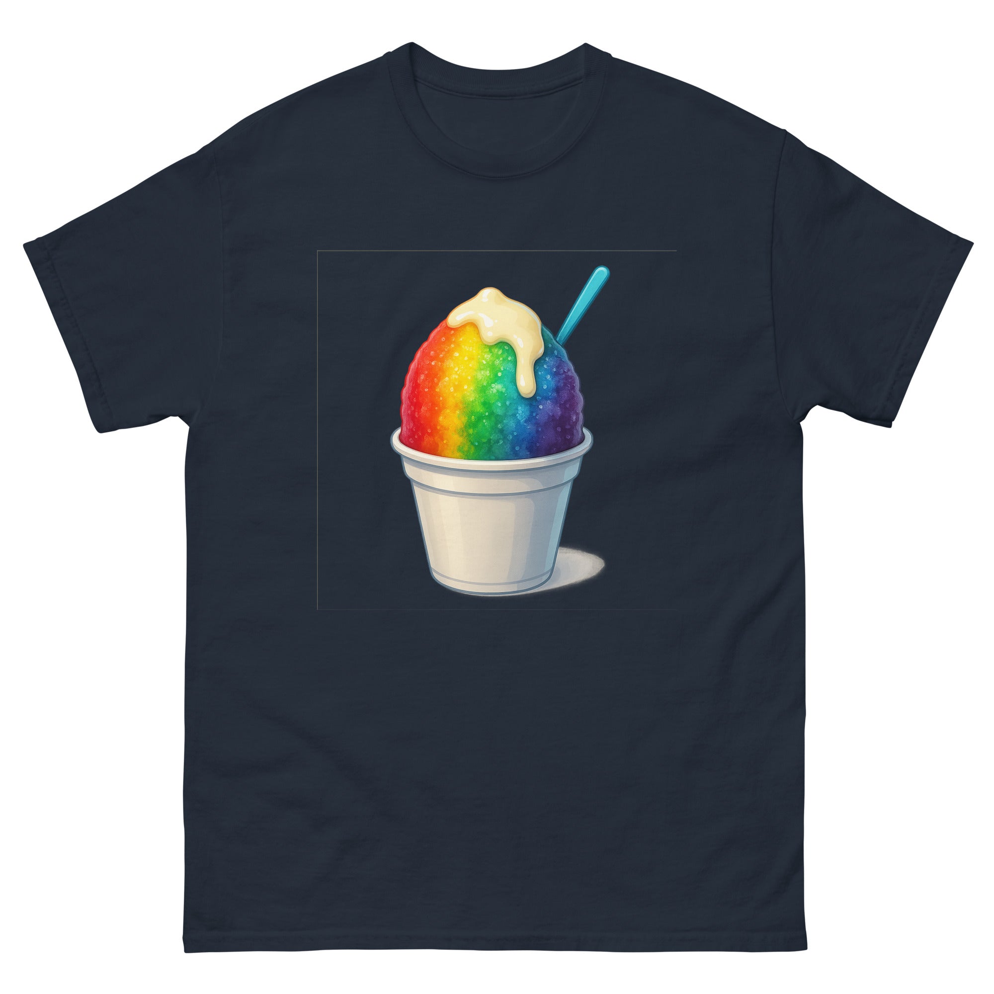 Shave Ice Hawaiian t-shirt design on a Navy unisex tee