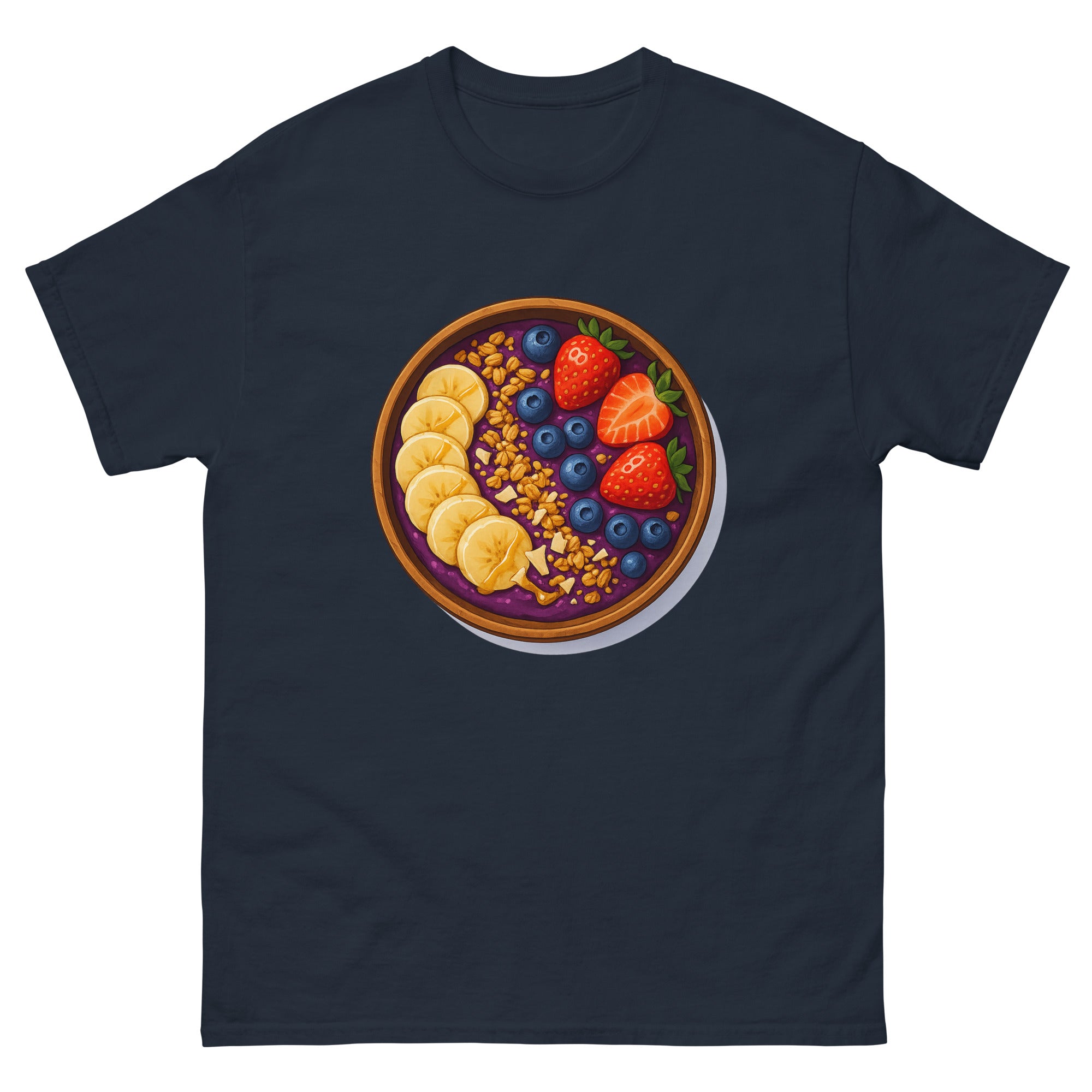Acai Bowl Hawaiian t-shirt design on a Navy unisex tee