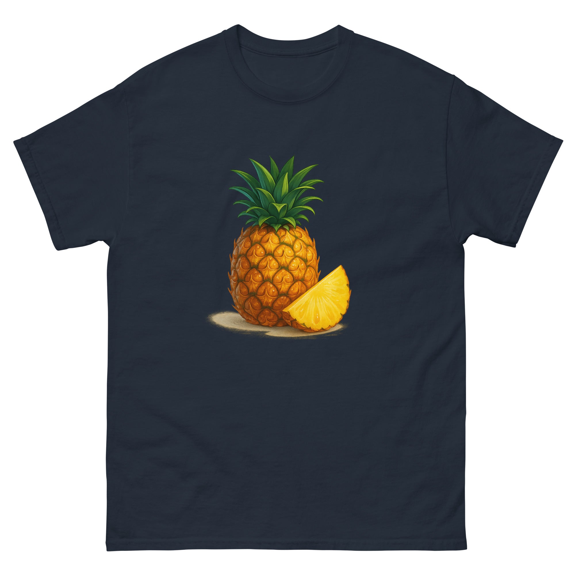 Pineapple Still Life Hawaiian t-shirt design on a Navy unisex tee