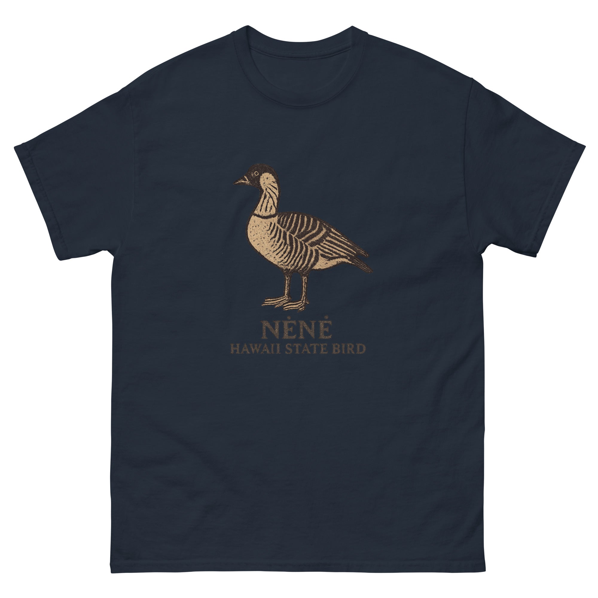 Nene Goose Hawaiian t-shirt design on a Navy unisex tee