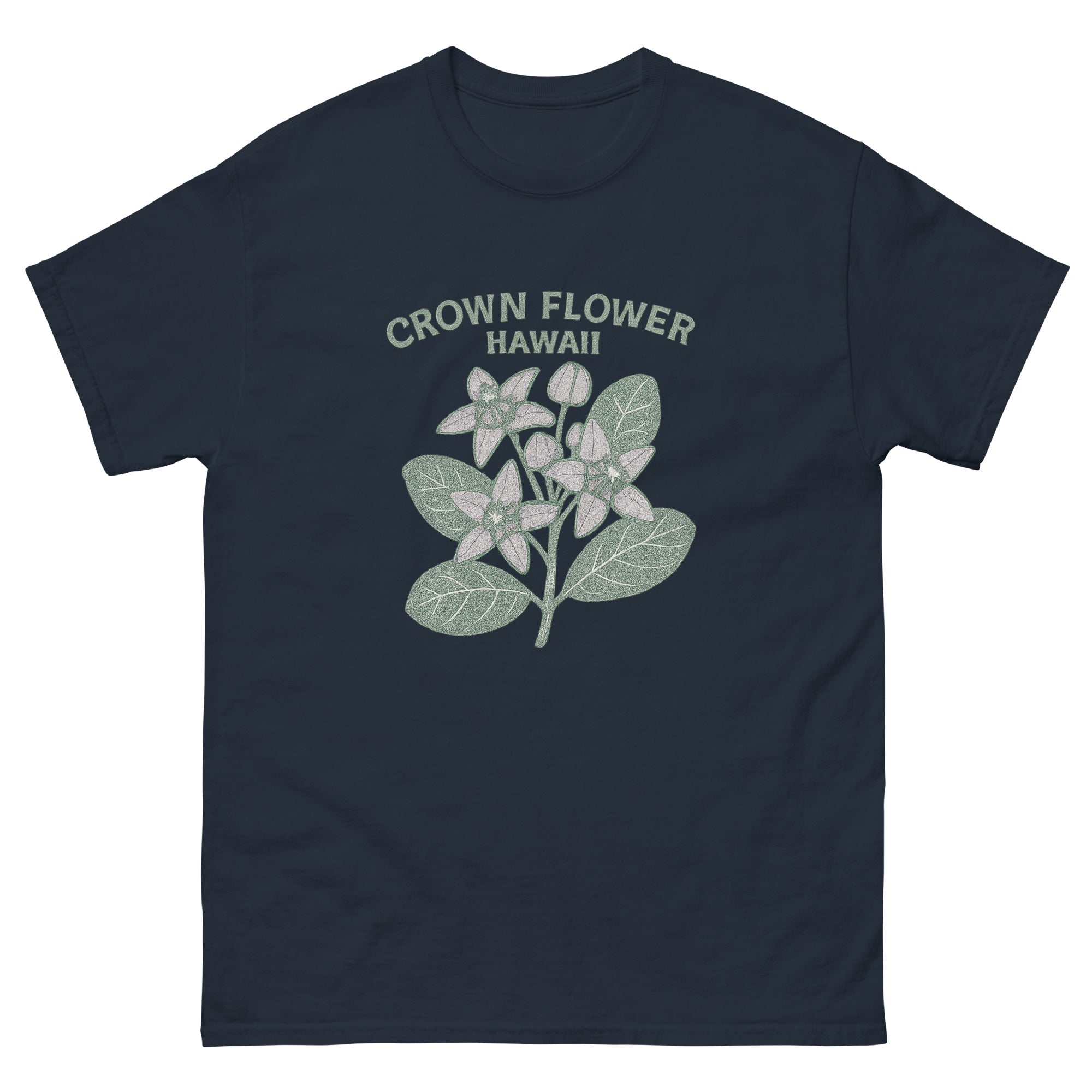 Crown Flower Hawaiian t-shirt design on a Navy unisex tee