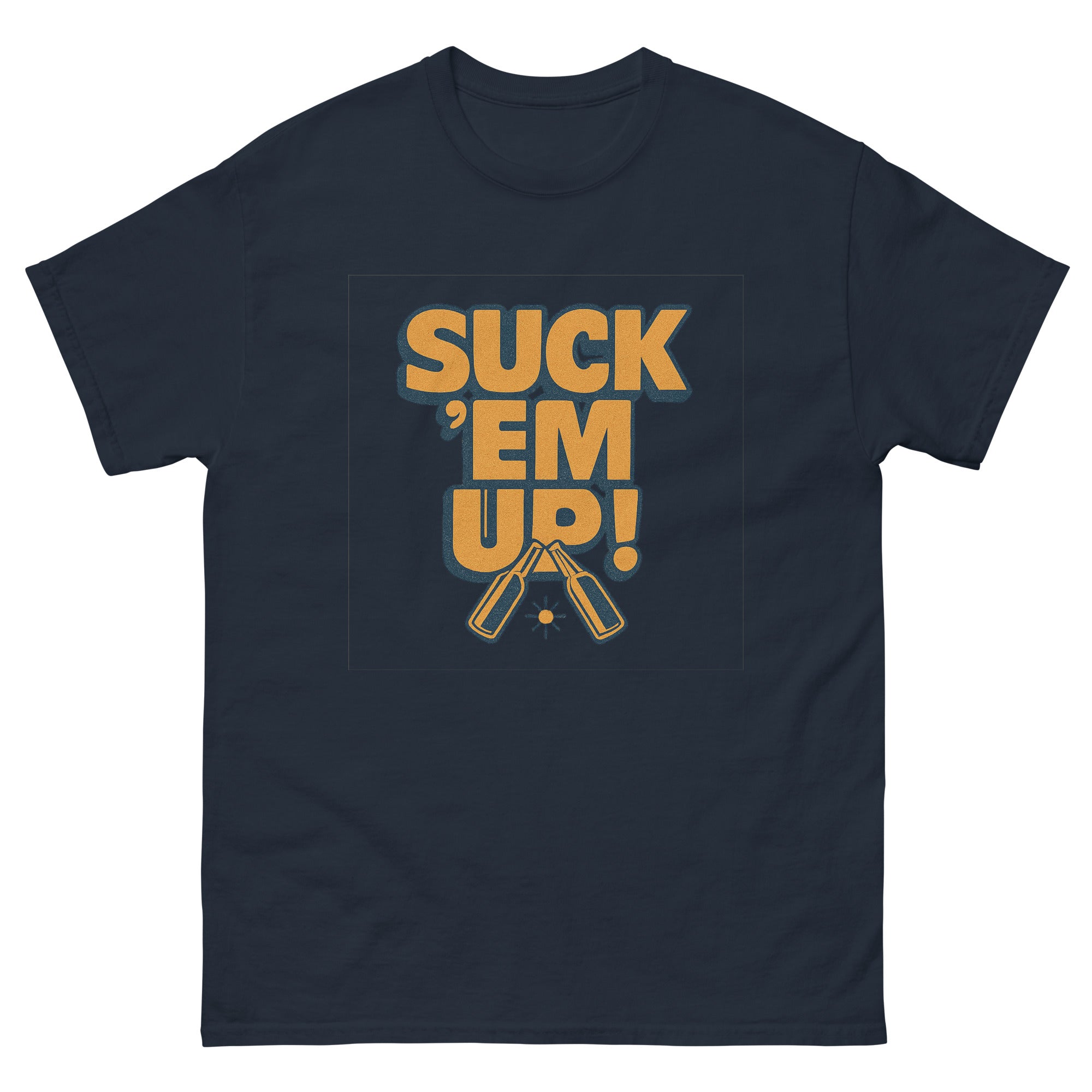 Suck Em Up Hawaiian t-shirt design on a Navy unisex tee