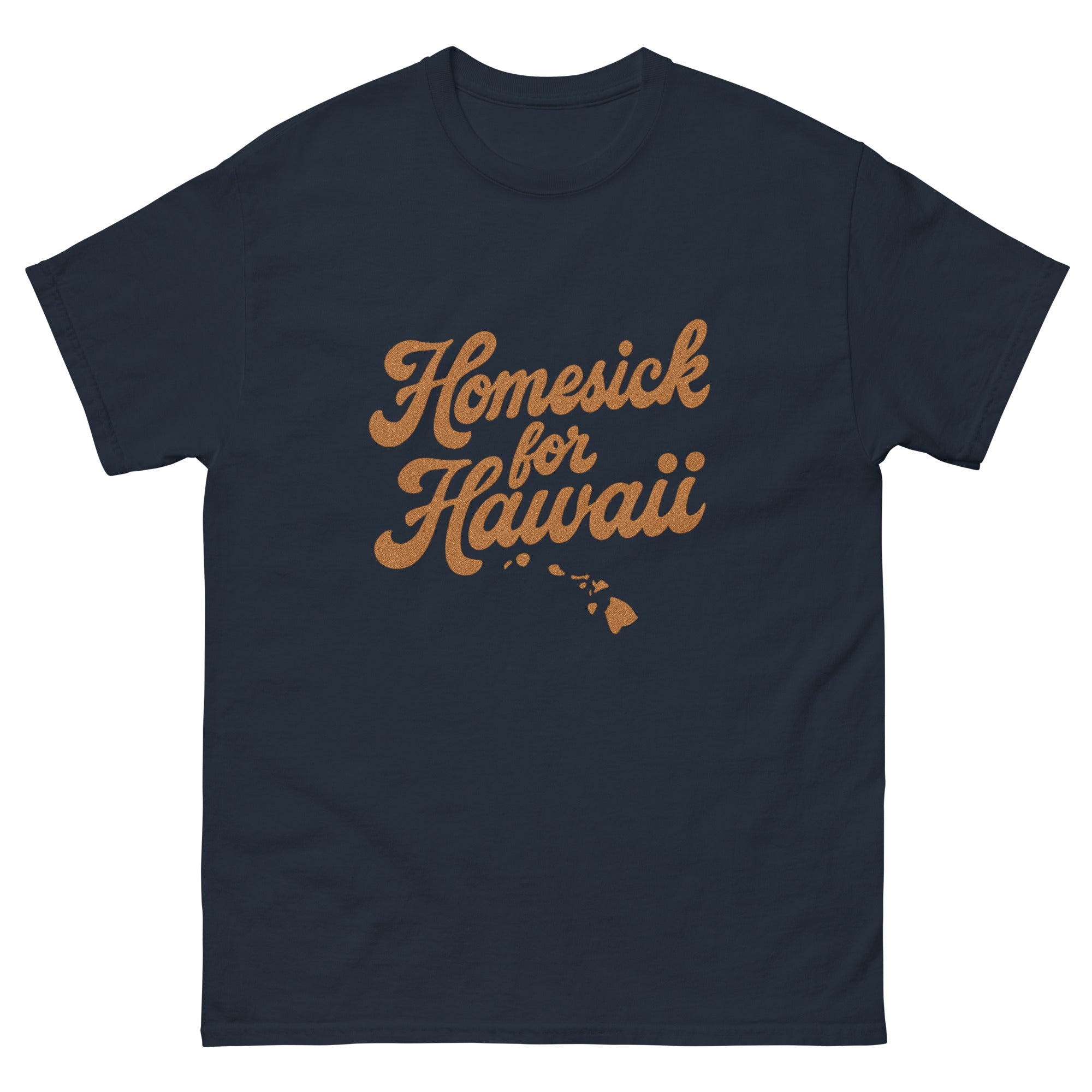 Homesick For Hawaii Hawaiian t-shirt design on a Navy unisex tee