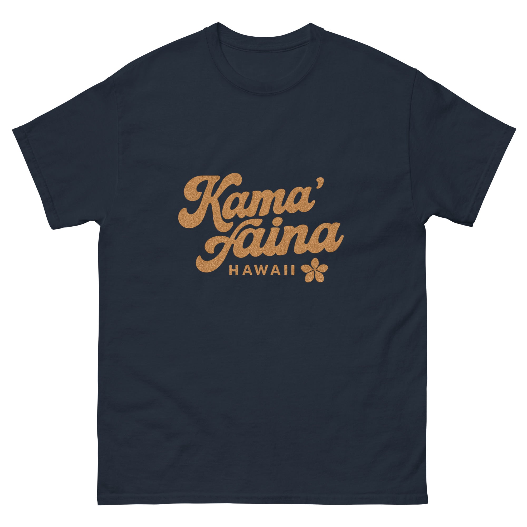 Kamaaina Hawaiian t-shirt design on a Navy unisex tee