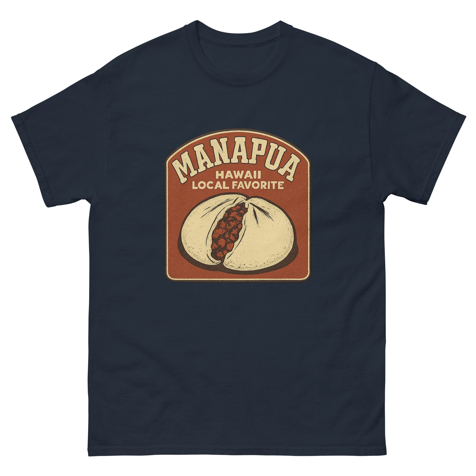 Manapua Hawaiian t-shirt design on a Navy unisex tee