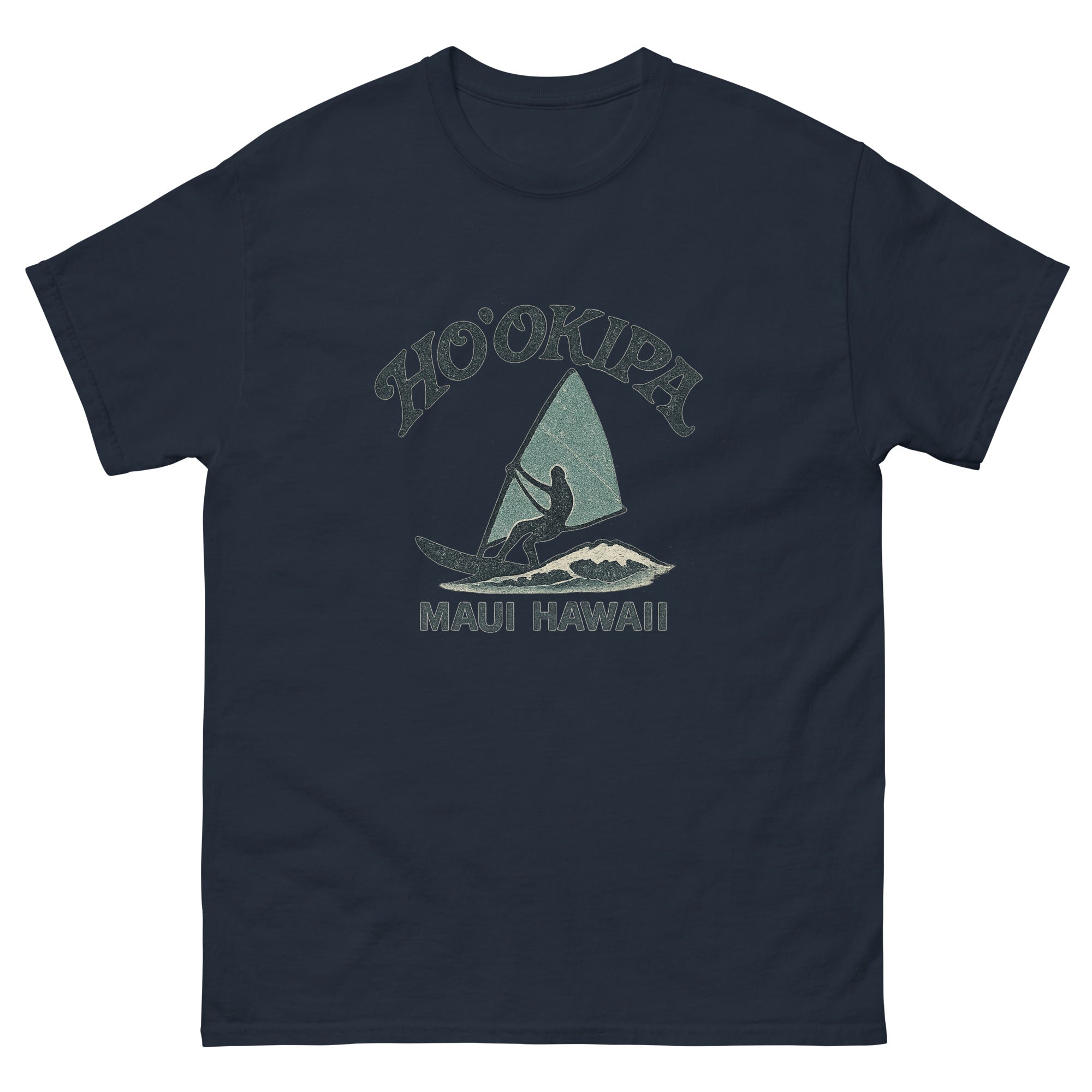 Hookipa Maui Hawaiian t-shirt design on a Navy unisex tee