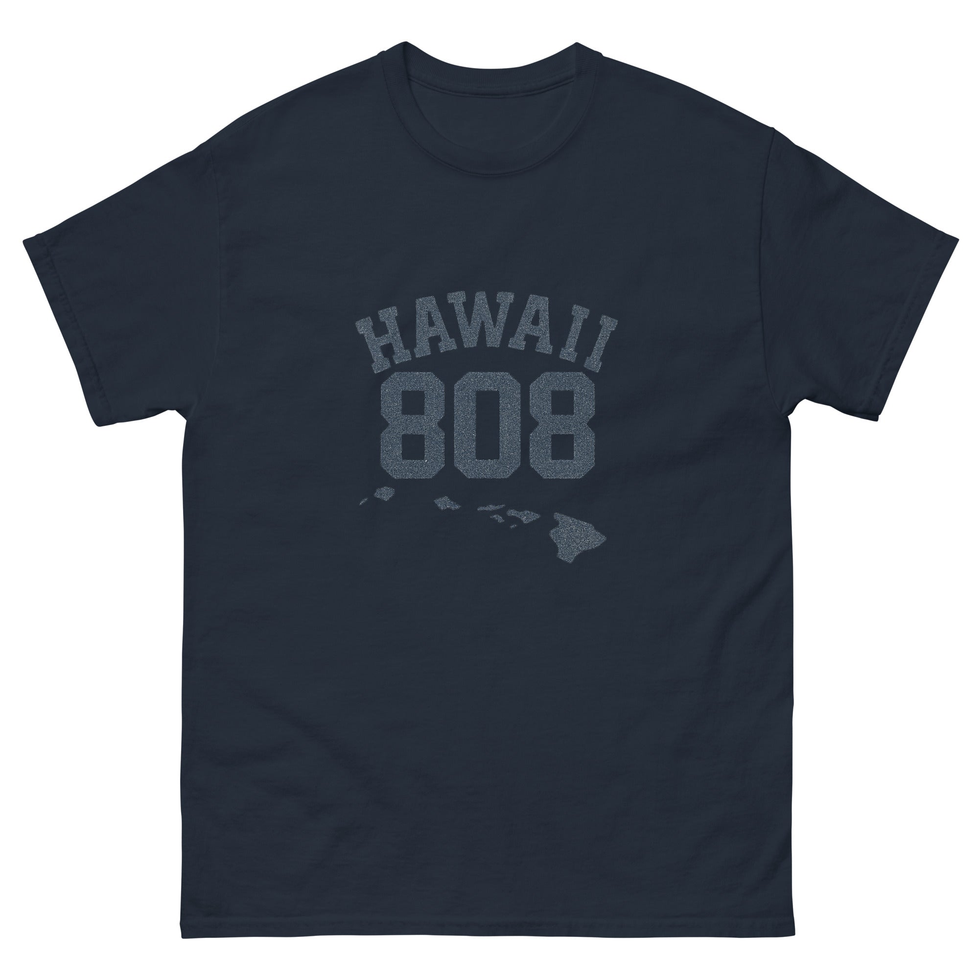 808 Islands Hawaiian t-shirt design on a Navy unisex tee