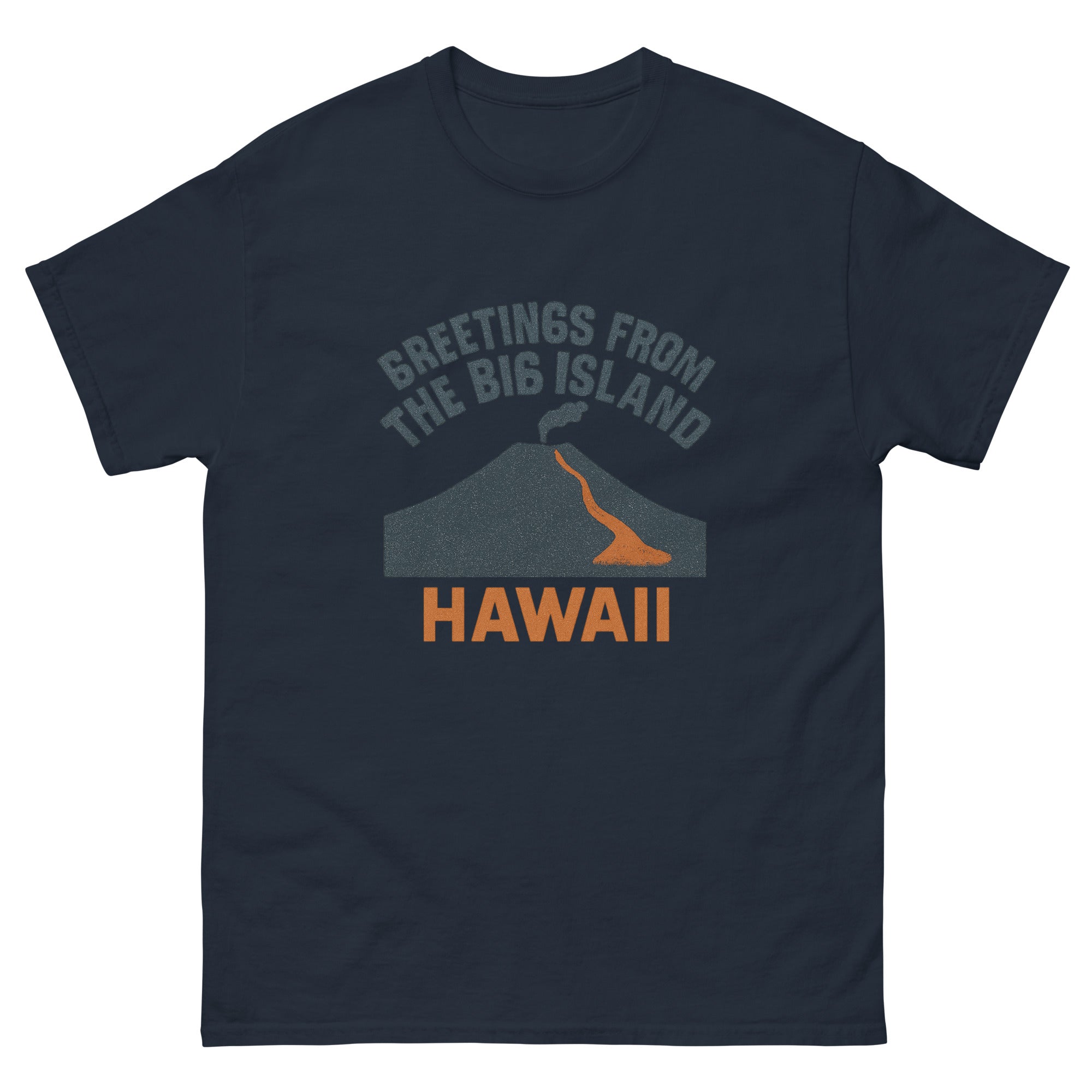 Big Island Hawaiian t-shirt design on a Navy unisex tee