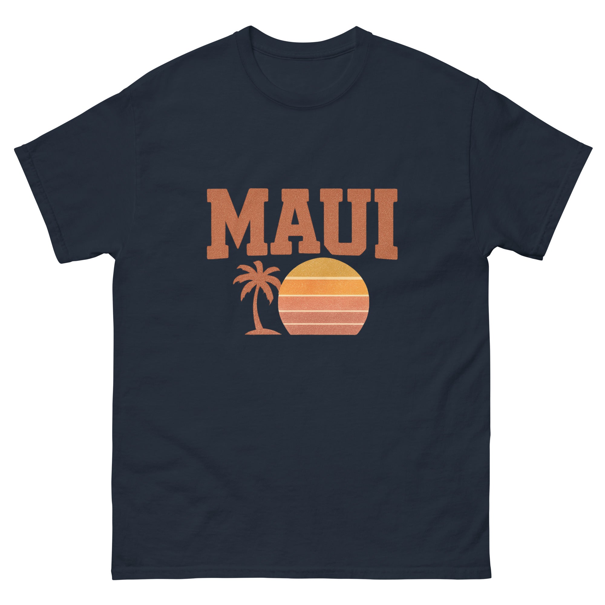 Maui Hawaiian t-shirt design on a Navy unisex tee
