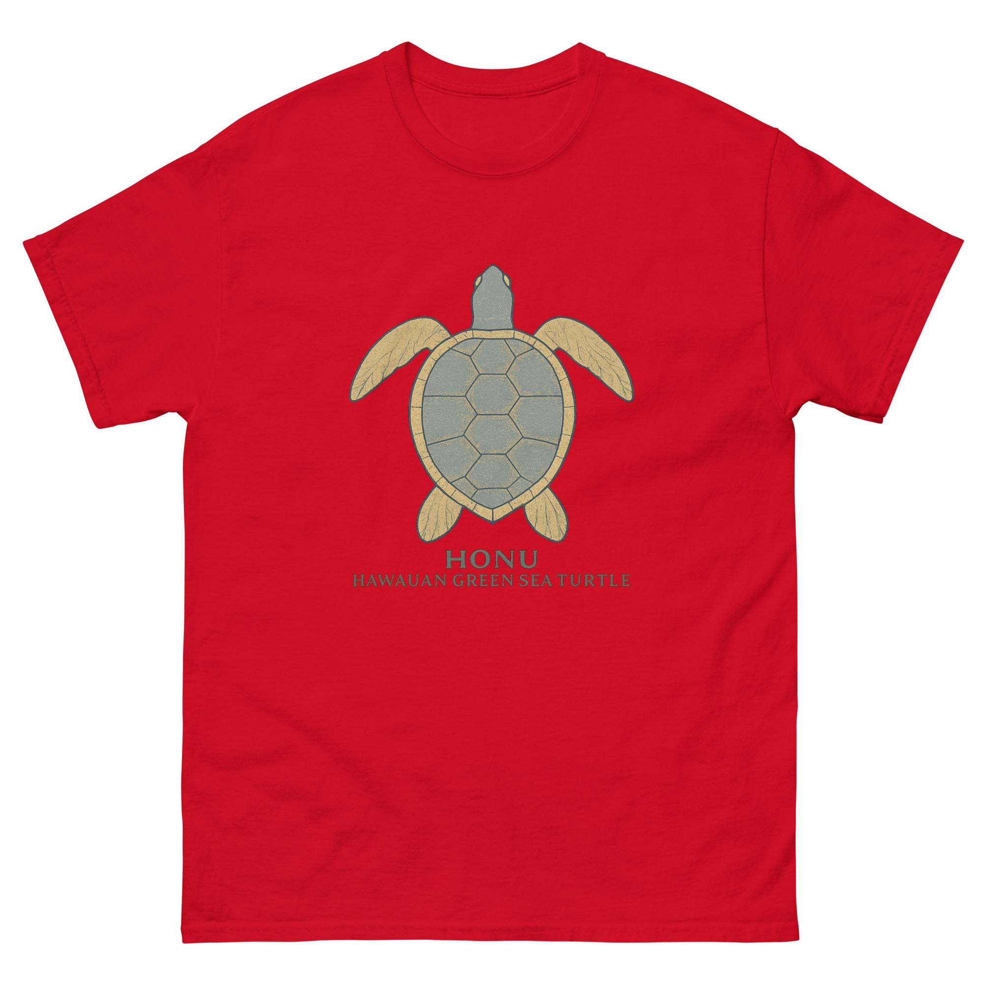 Honu Hawaiian t-shirt design on a Red unisex tee