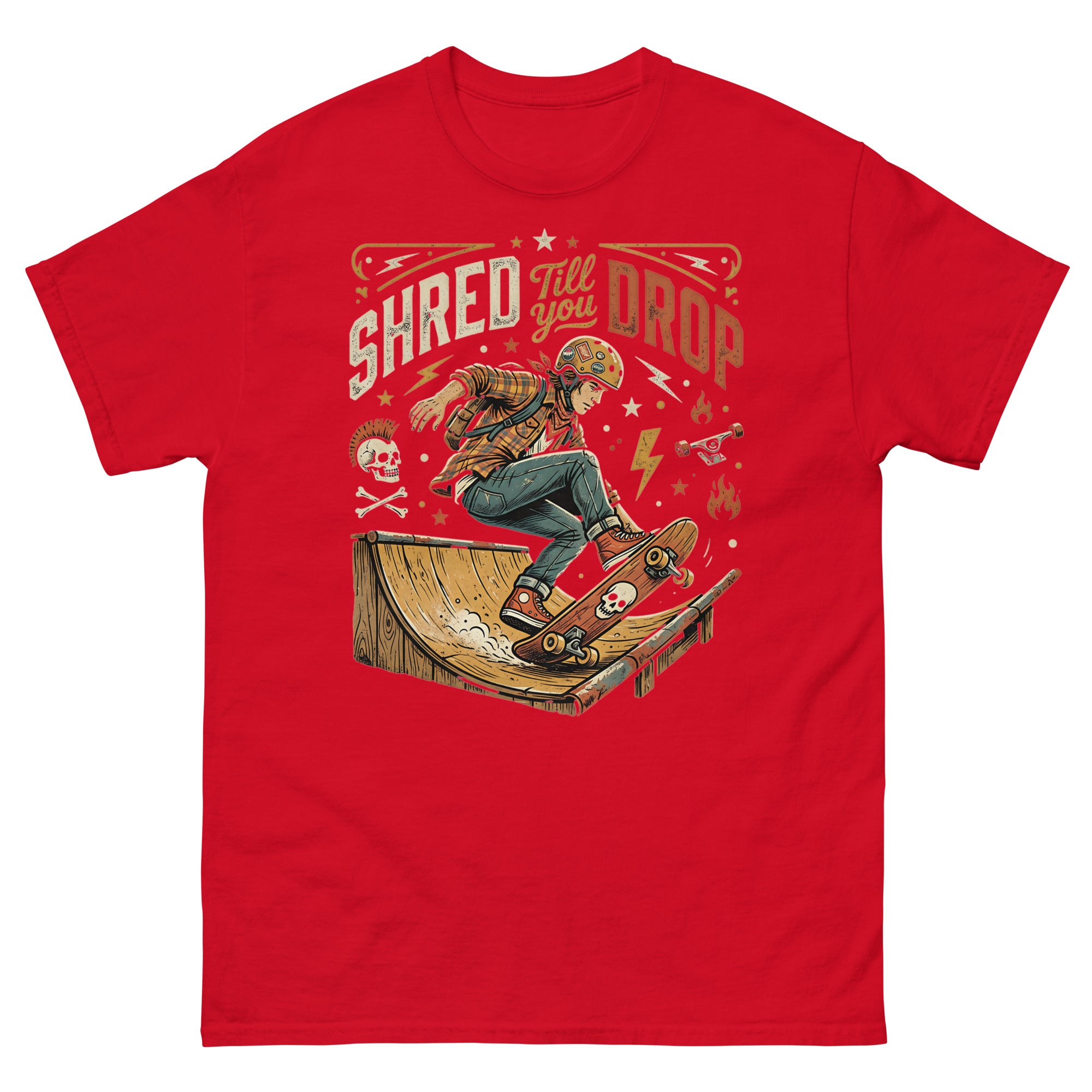 Skate for Life v3 Hawaiian t-shirt design on a Red unisex tee