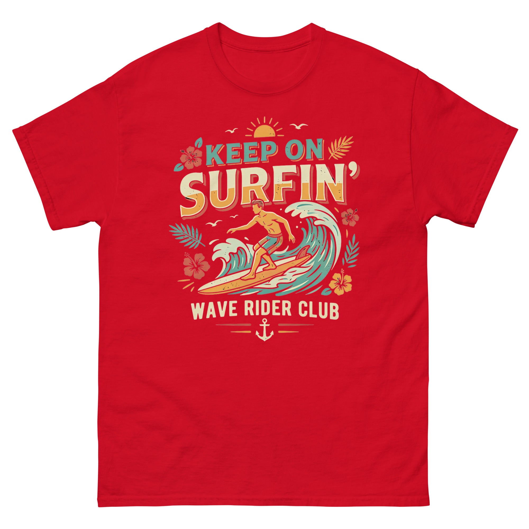 Stoke Is Real v3 Hawaiian t-shirt design on a Red unisex tee