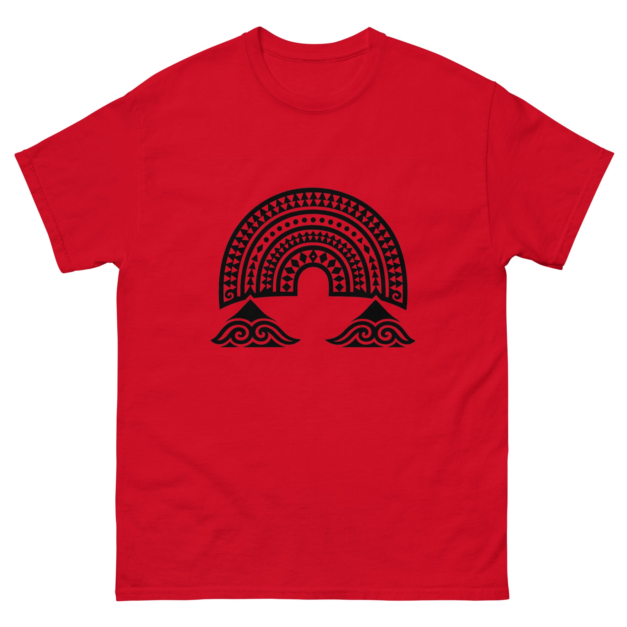 Anuenue Hawaiian Rainbow T-Shirt Hawaiian t-shirt design on a Red unisex tee
