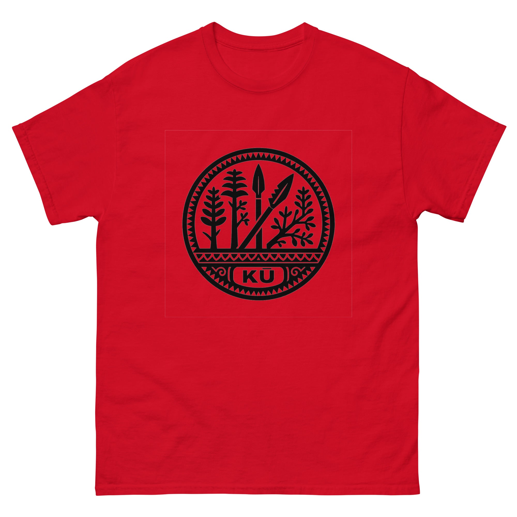 Ku Hawaiian God T-Shirt | Native Hawaiian War Culture Tee Hawaiian t-shirt design on a Red unisex tee