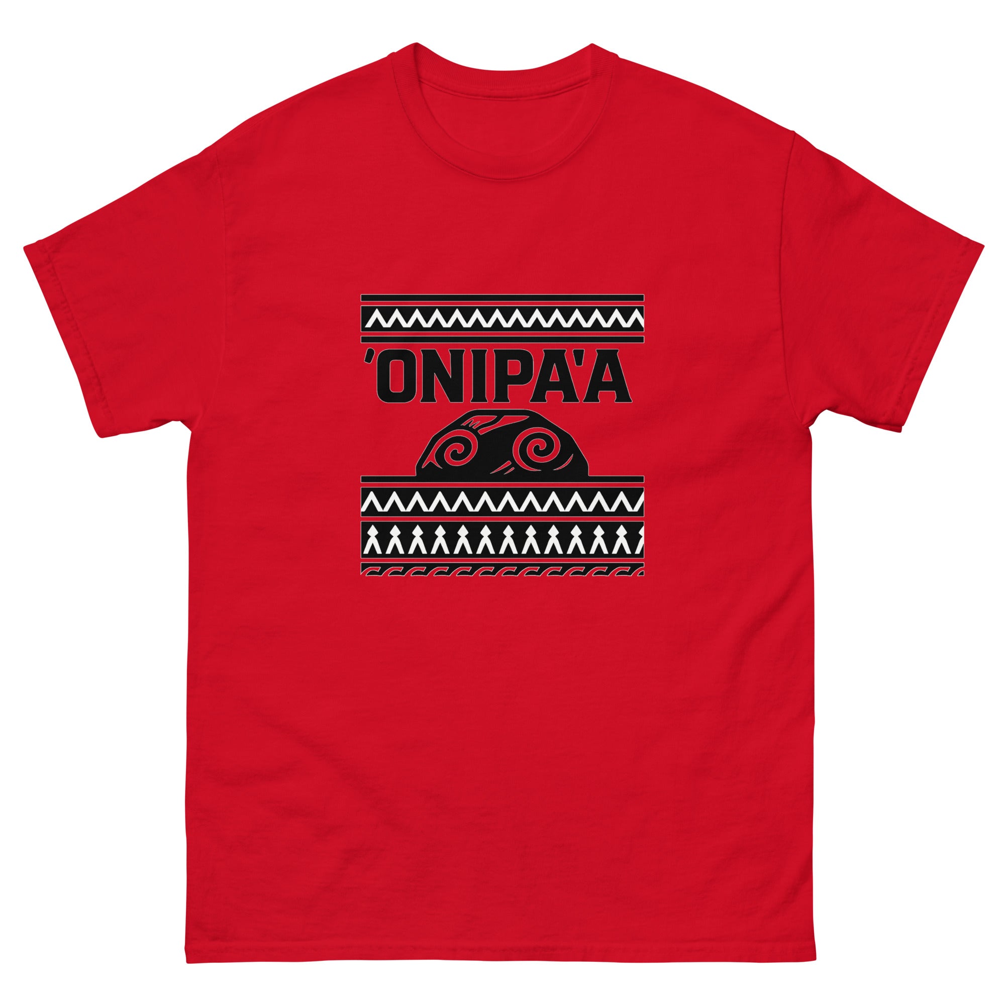 Onipaa Hawaiian t-shirt design on a Red unisex tee