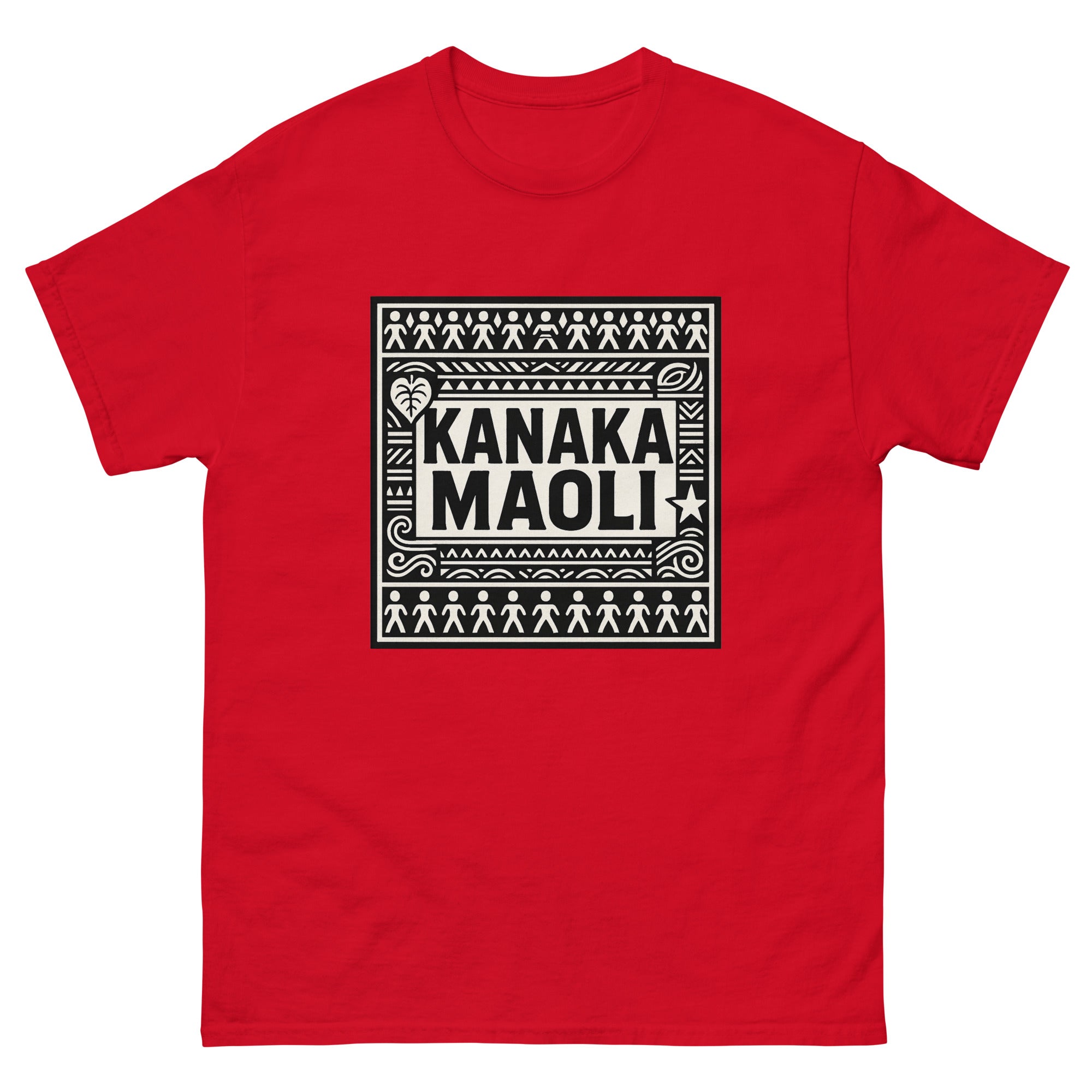 Kanaka Maoli Hawaiian t-shirt design on a Red unisex tee