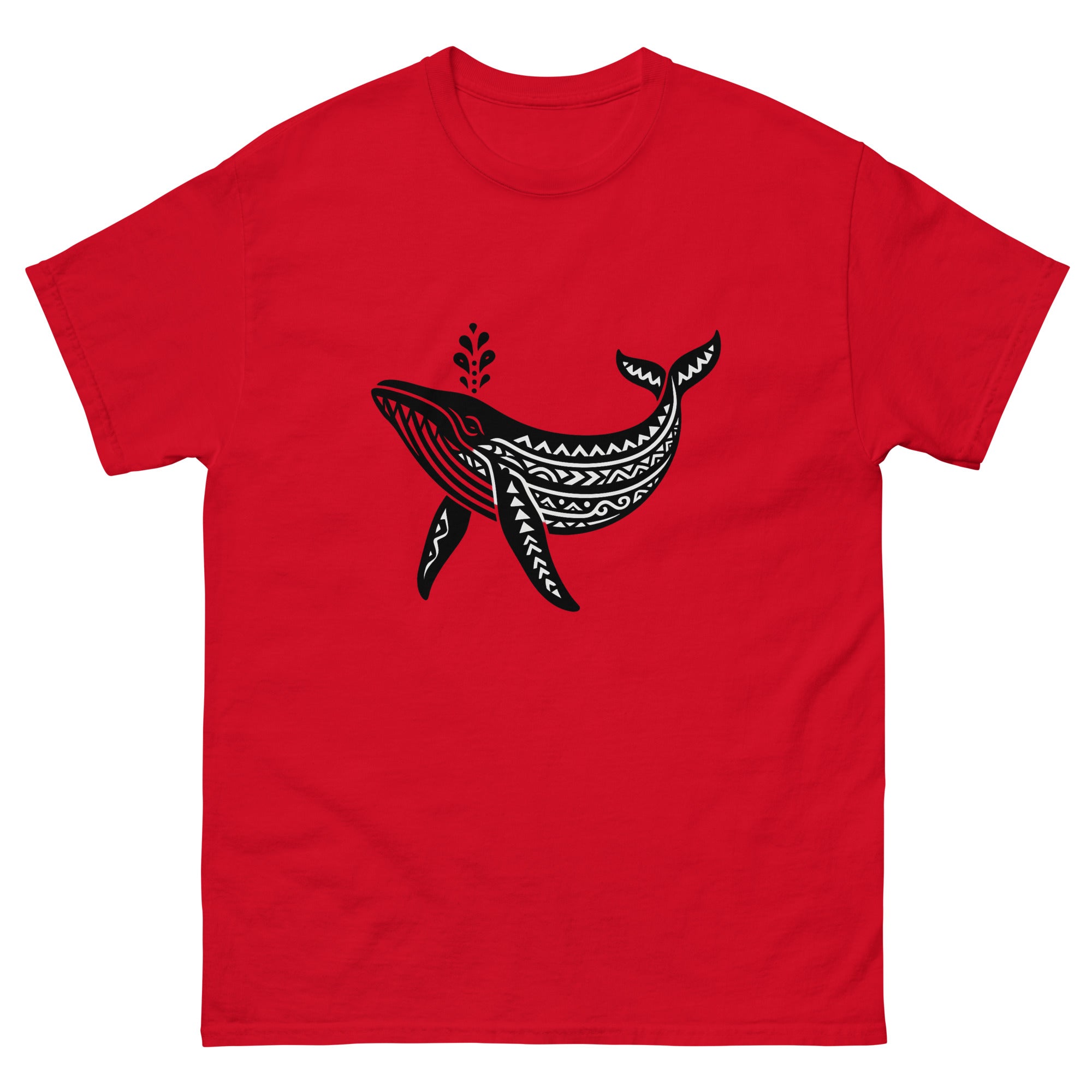 Kohola Whale Hawaiian t-shirt design on a Red unisex tee
