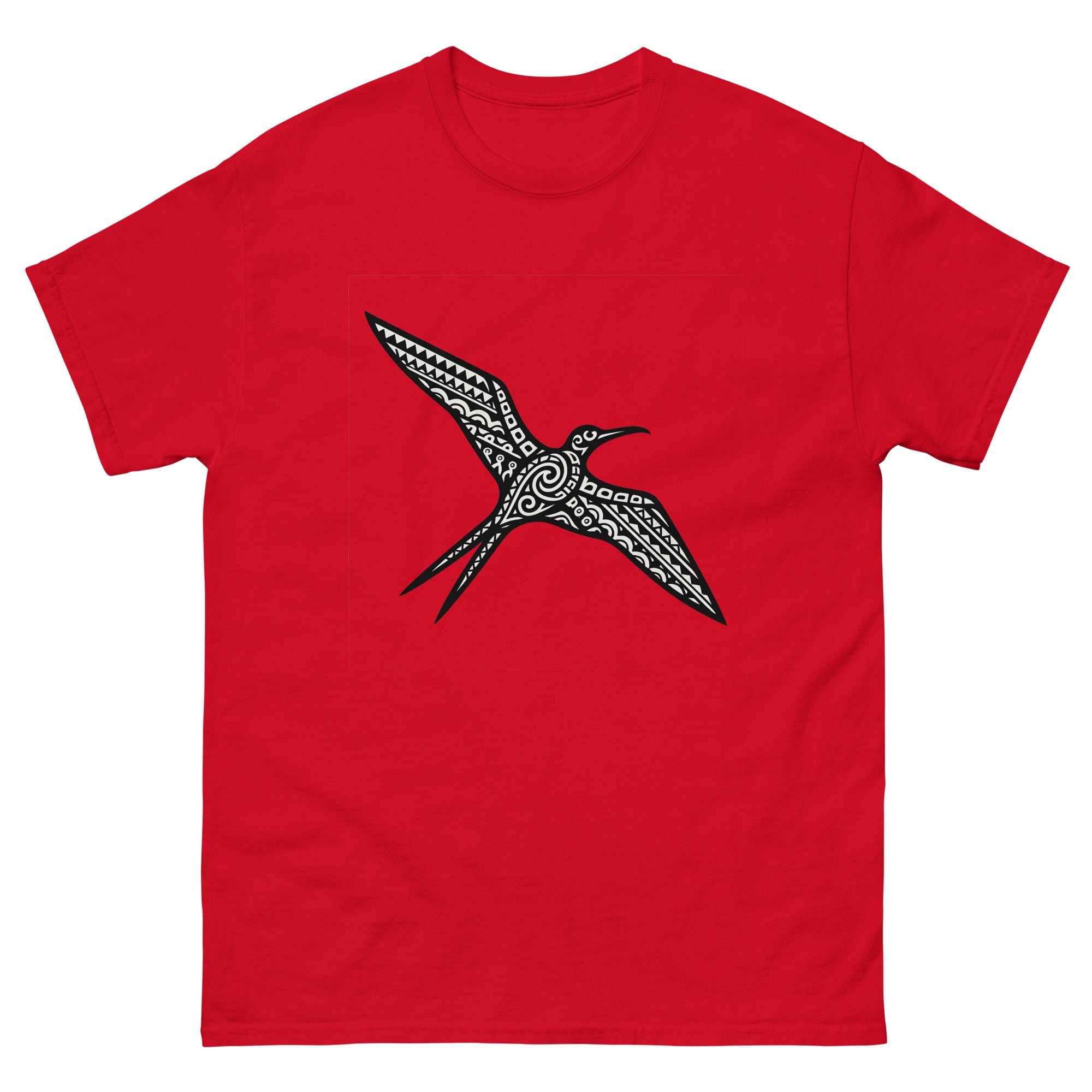 Iwa Frigatebird Hawaiian t-shirt design on a Red unisex tee