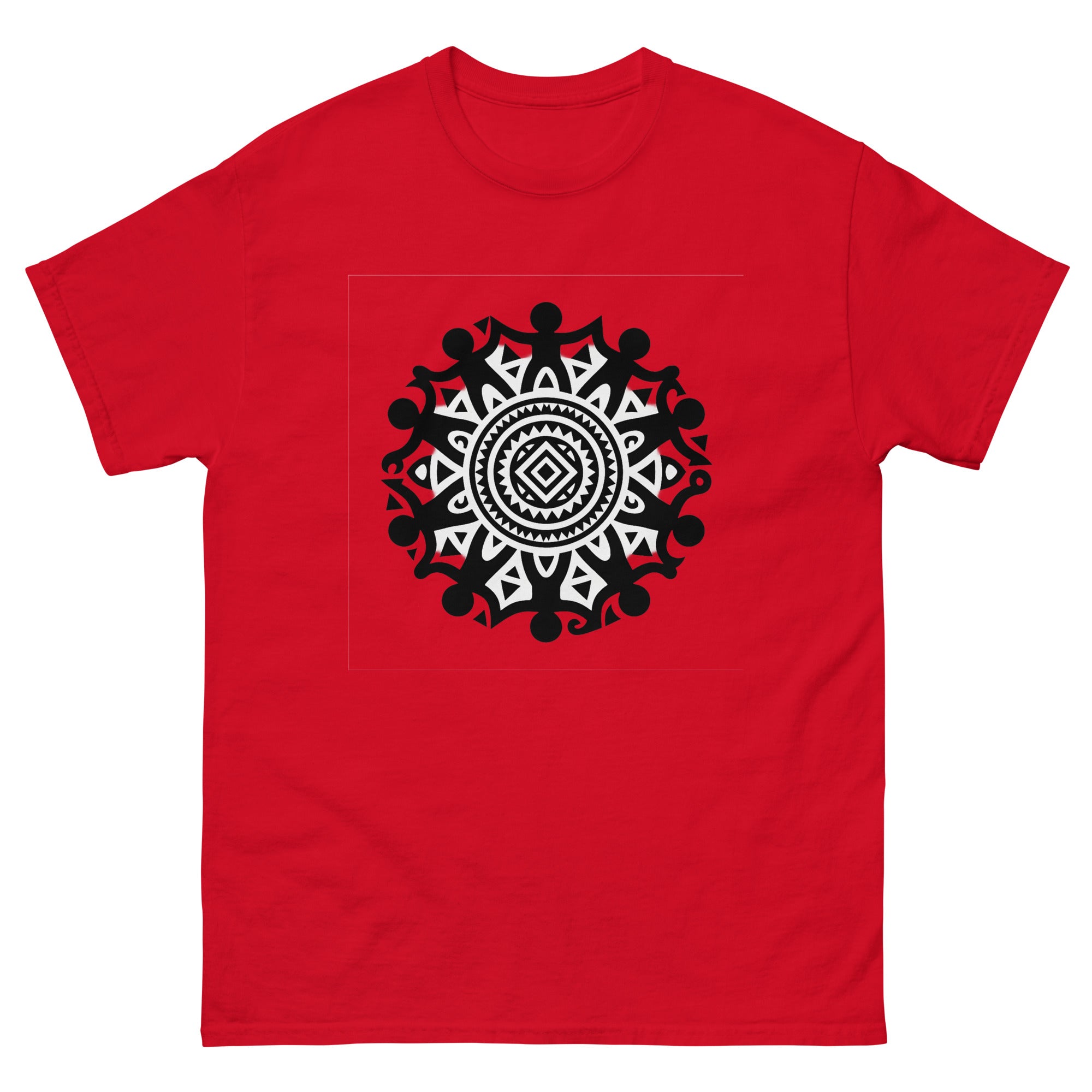 Enata Circle Hawaiian t-shirt design on a Red unisex tee