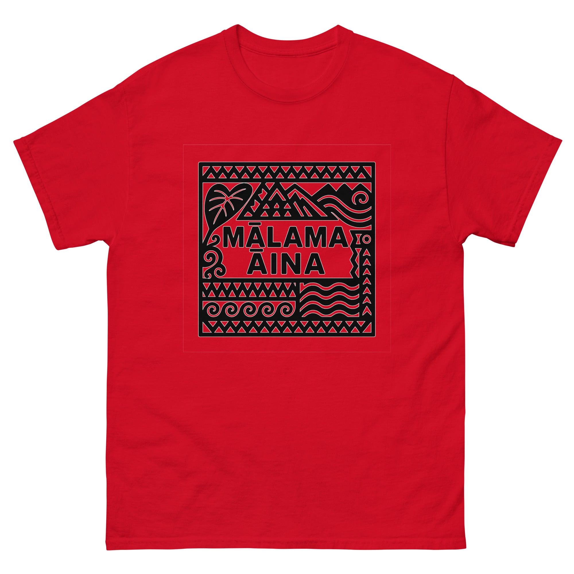 Malama Aina Hawaiian t-shirt design on a Red unisex tee