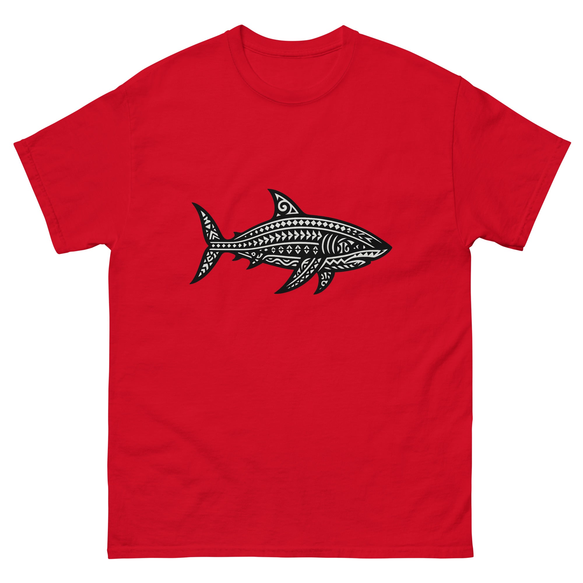 Mano Kakau Hawaiian t-shirt design on a Red unisex tee