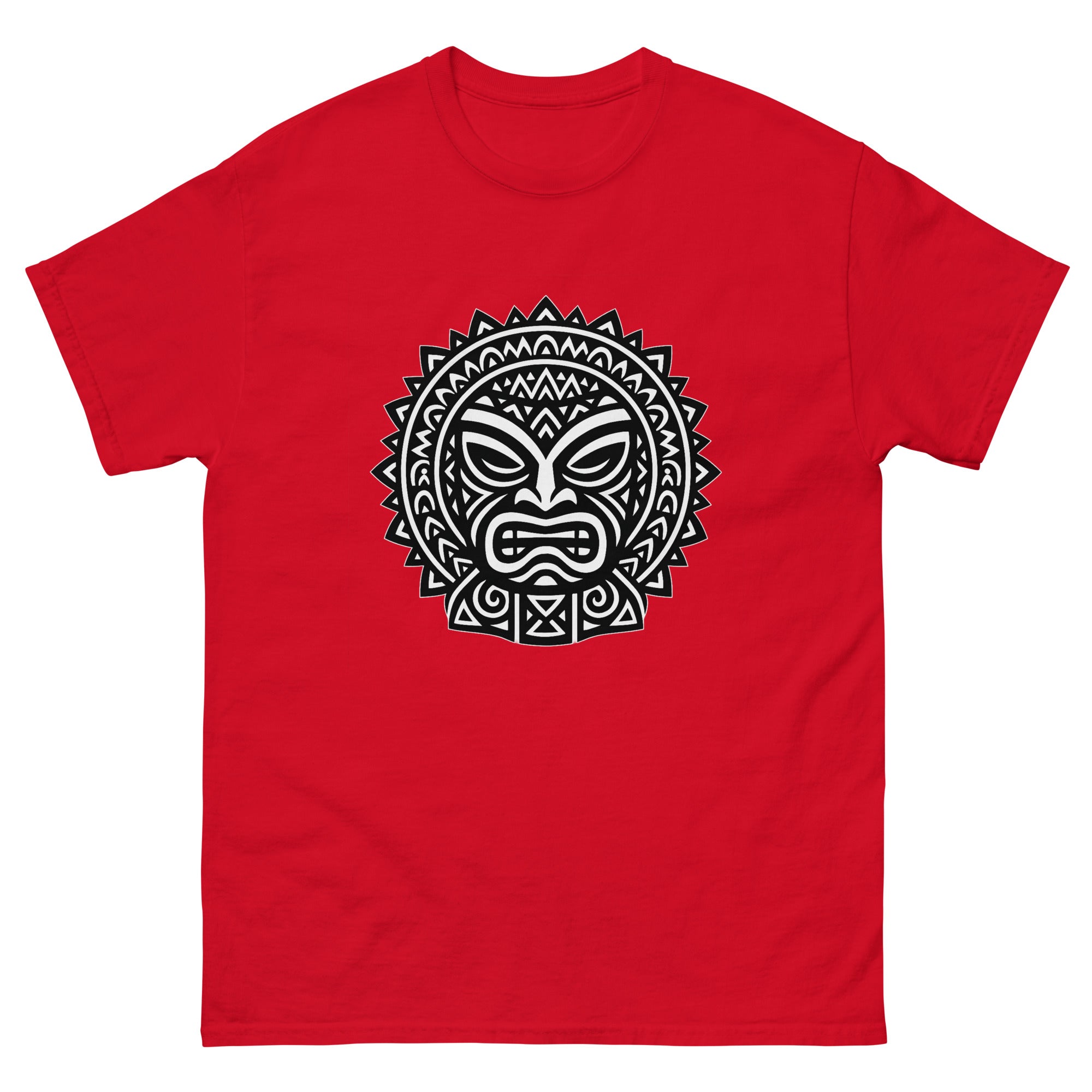 Kii Face Hawaiian t-shirt design on a Red unisex tee