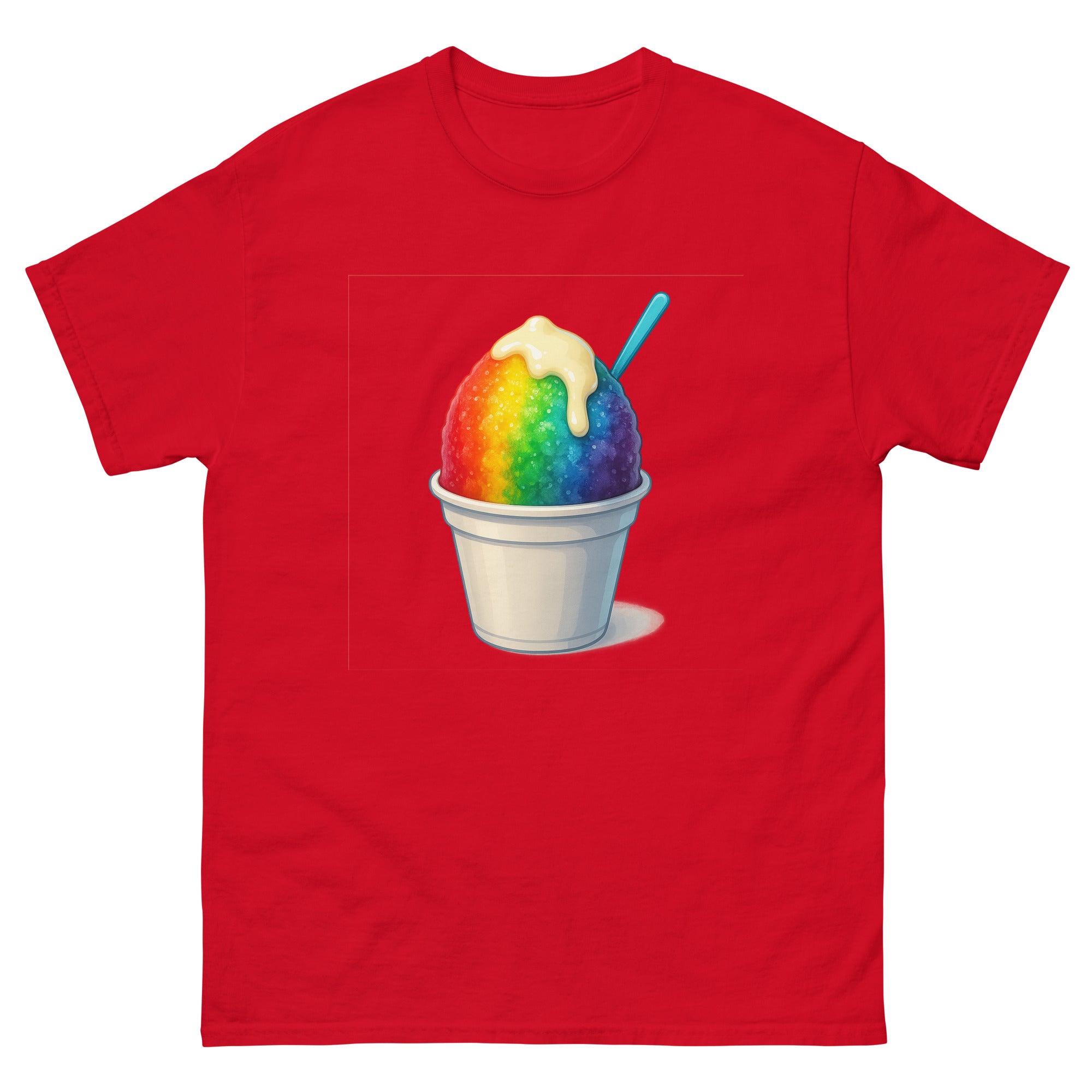 Shave Ice Hawaiian t-shirt design on a Red unisex tee