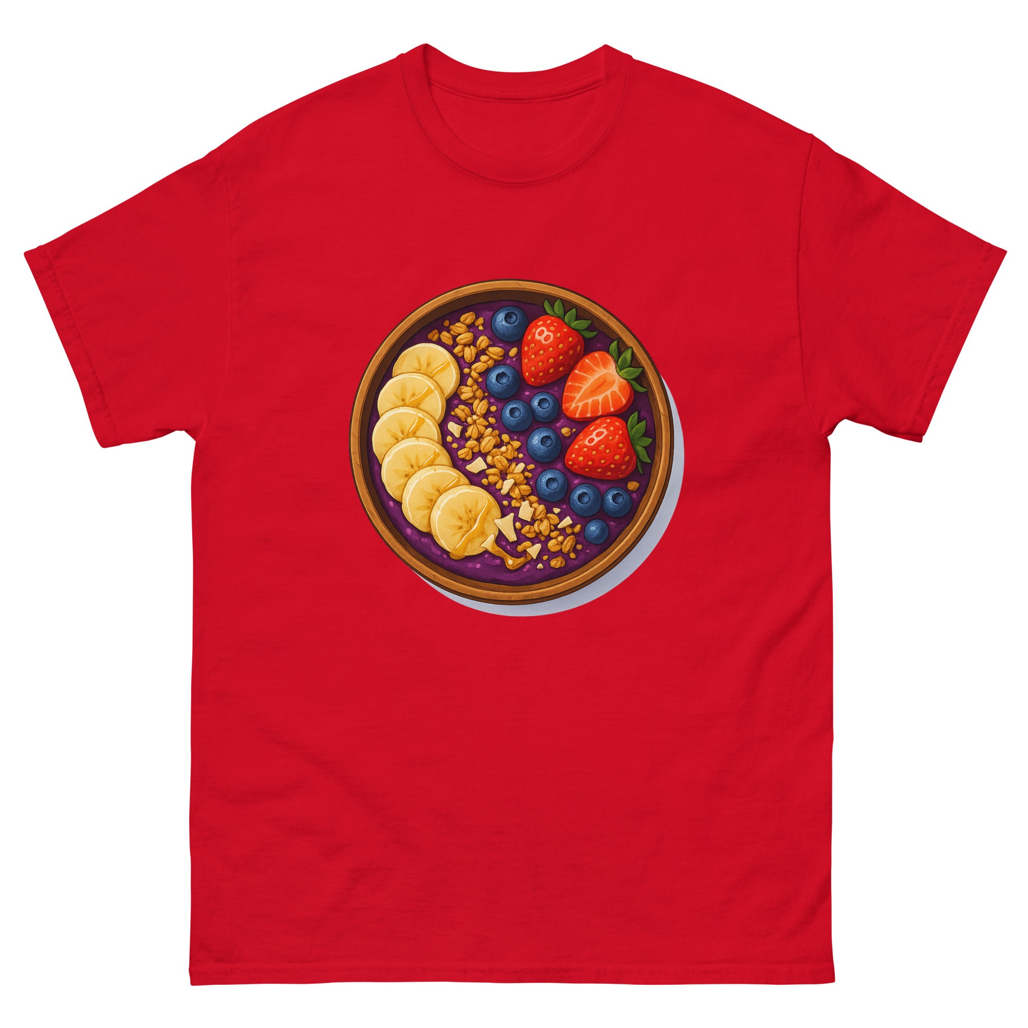 Acai Bowl Hawaiian t-shirt design on a Red unisex tee