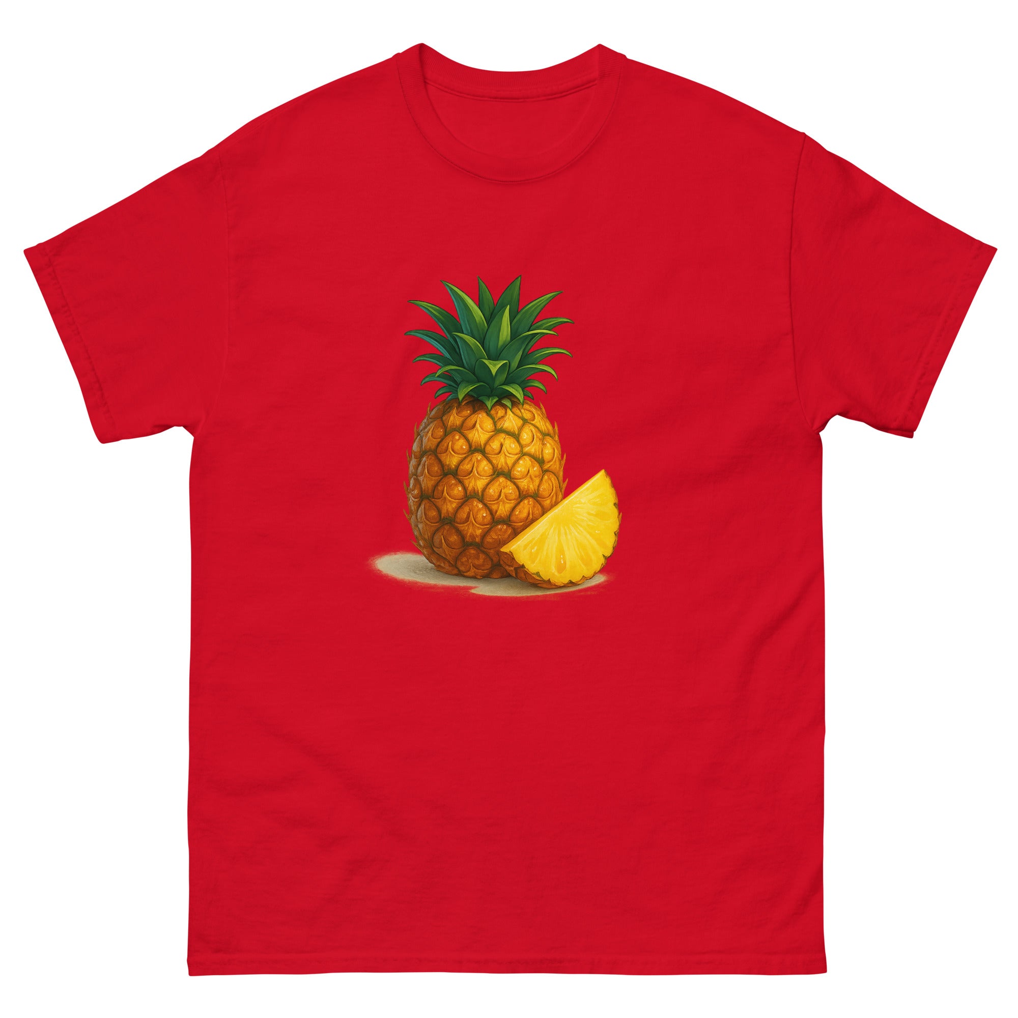 Pineapple Still Life Hawaiian t-shirt design on a Red unisex tee