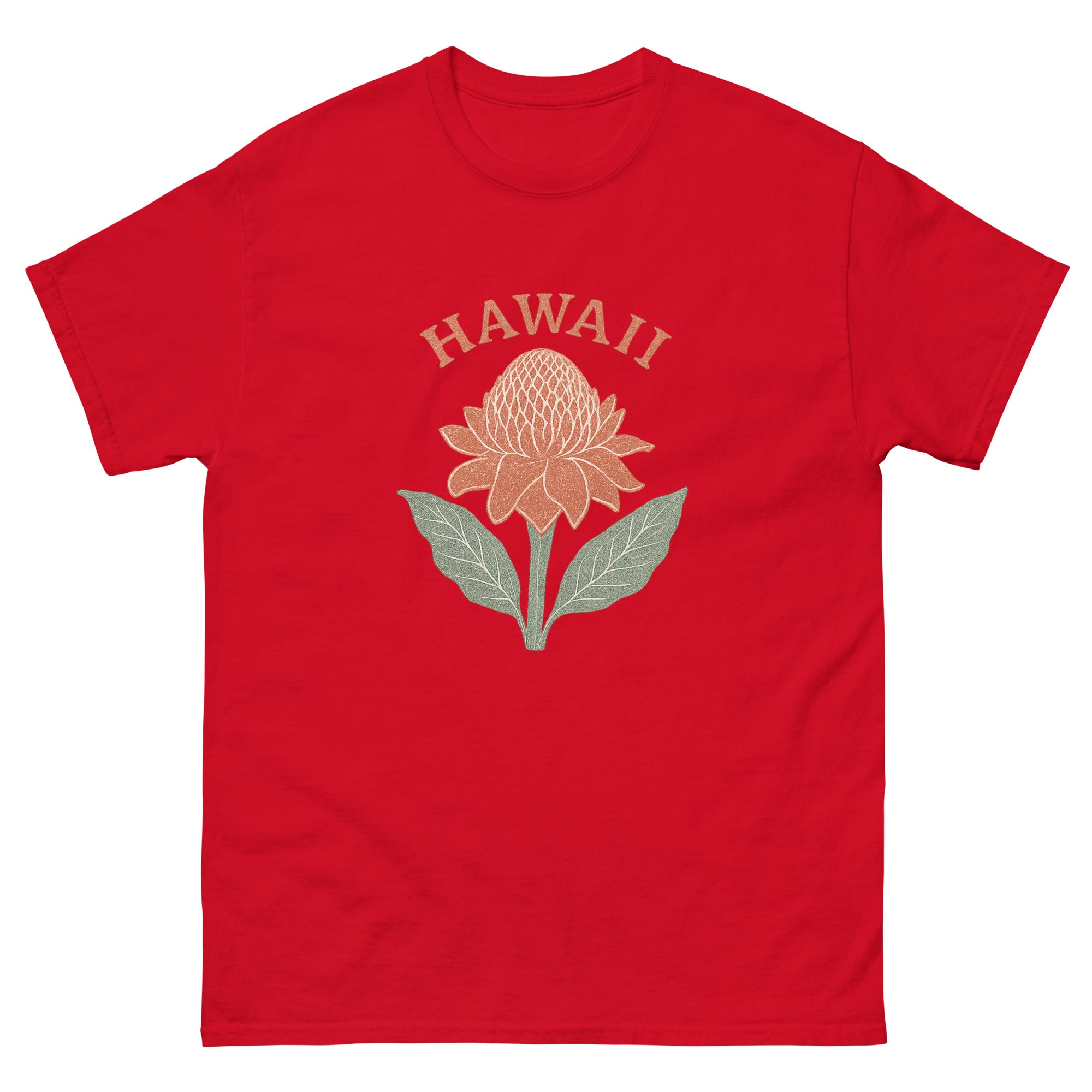 Red Ginger Hawaiian t-shirt design on a Red unisex tee