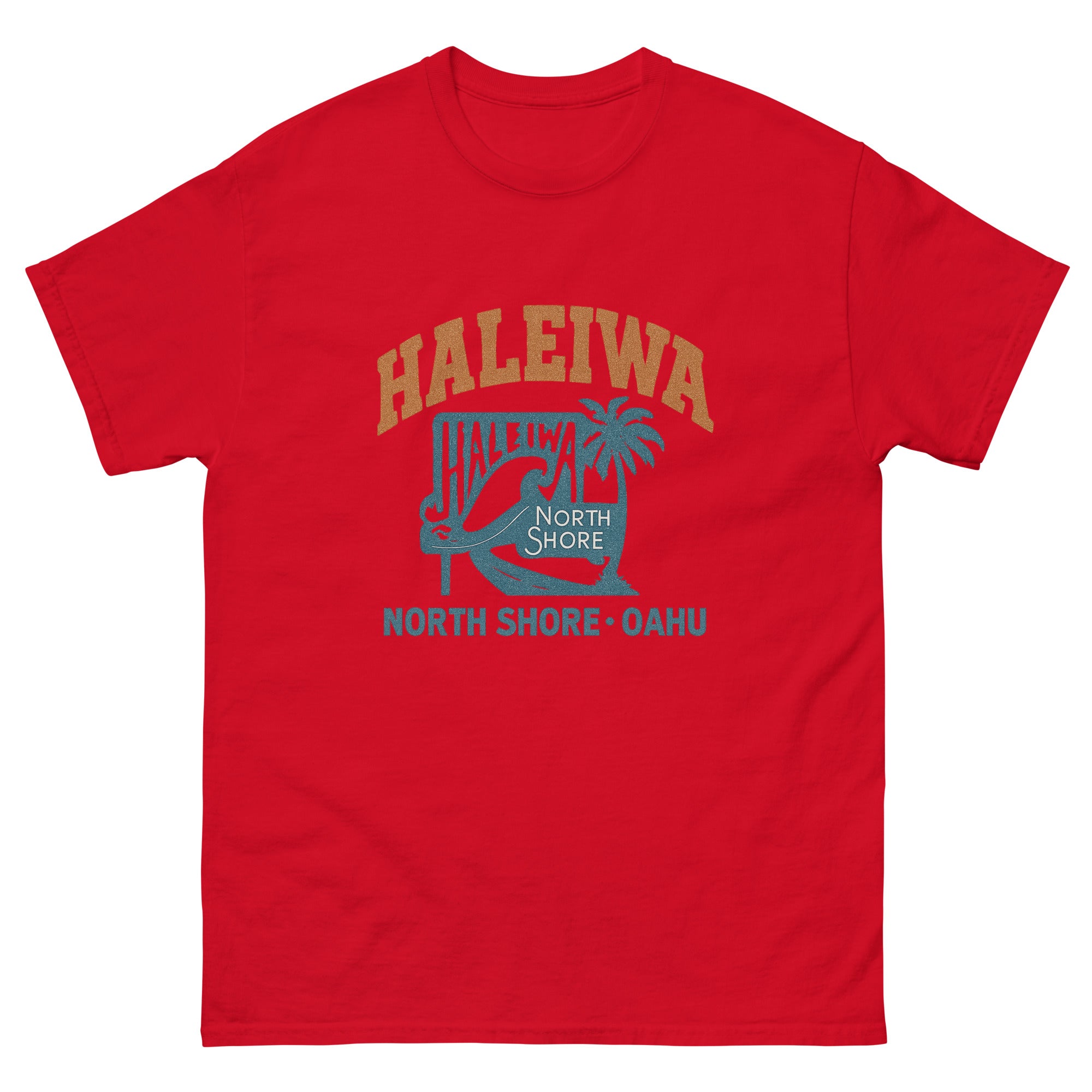 Haleiwa Hawaiian t-shirt design on a Red unisex tee