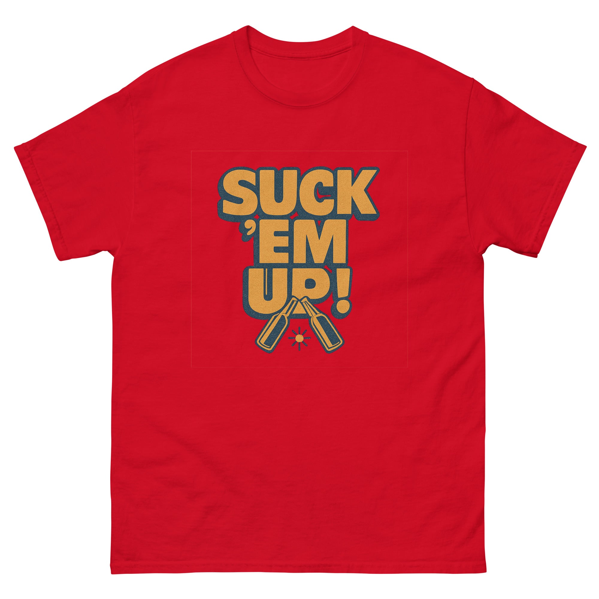 Suck Em Up Hawaiian t-shirt design on a Red unisex tee