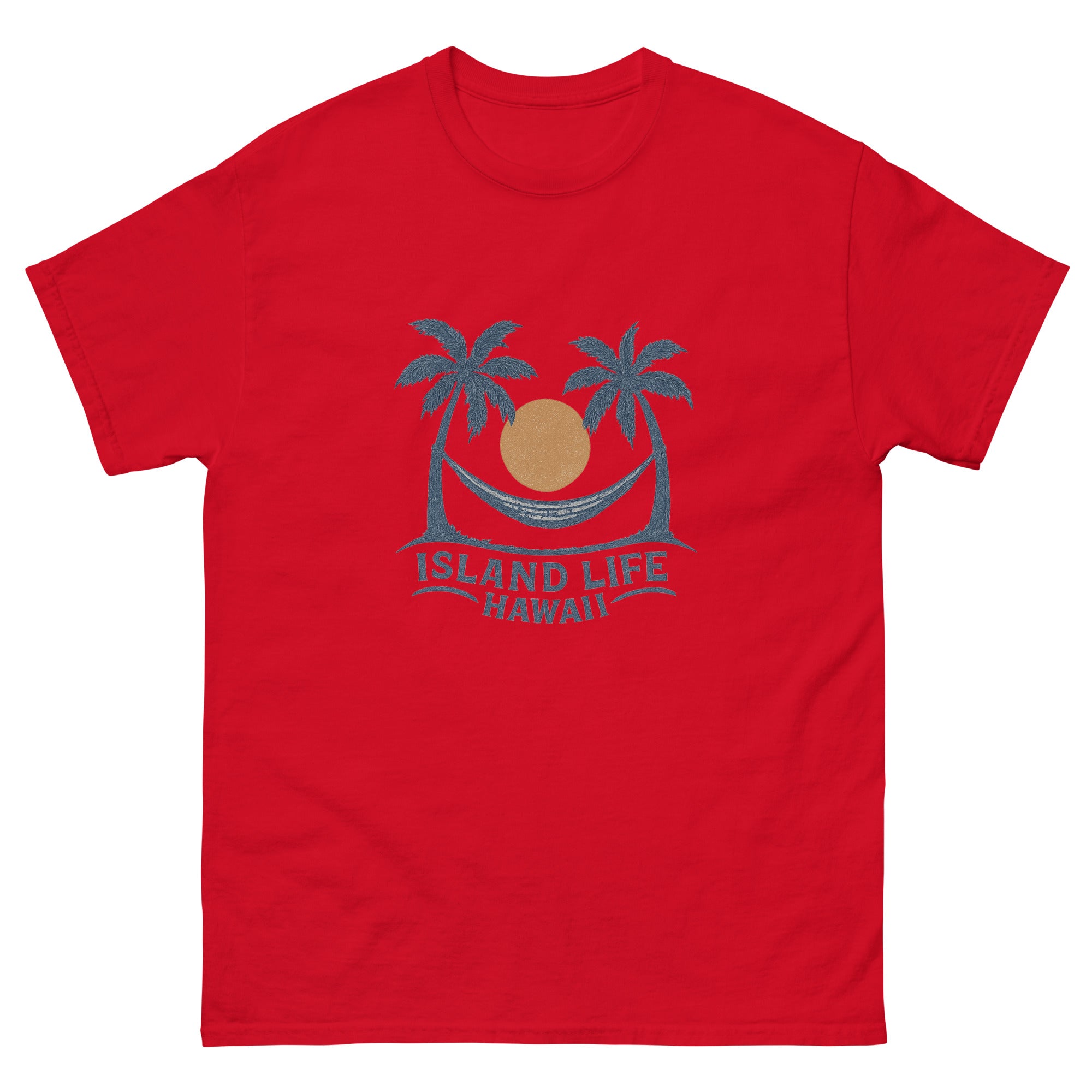 Hammock Hawaiian t-shirt design on a Red unisex tee