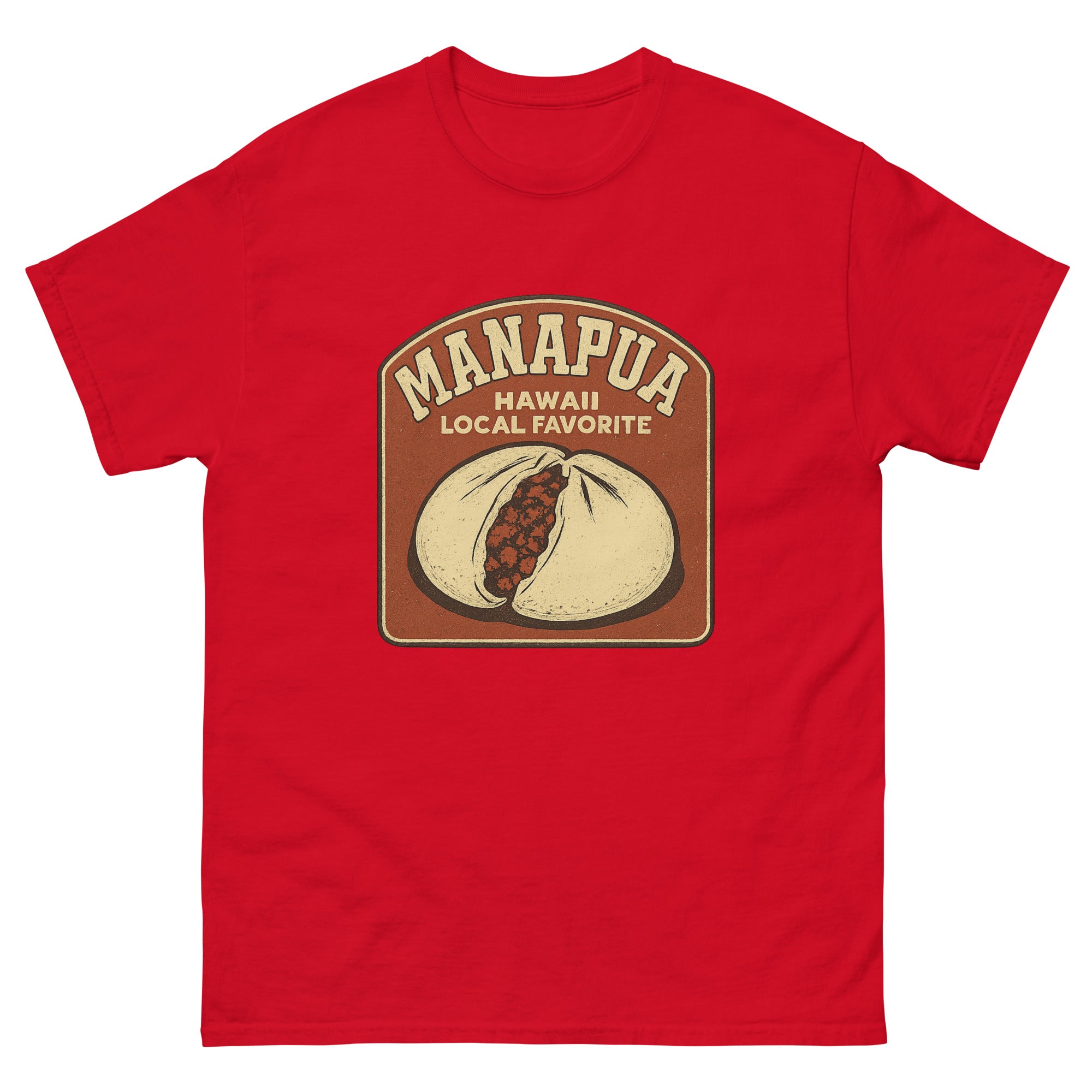 Manapua Hawaiian t-shirt design on a Red unisex tee